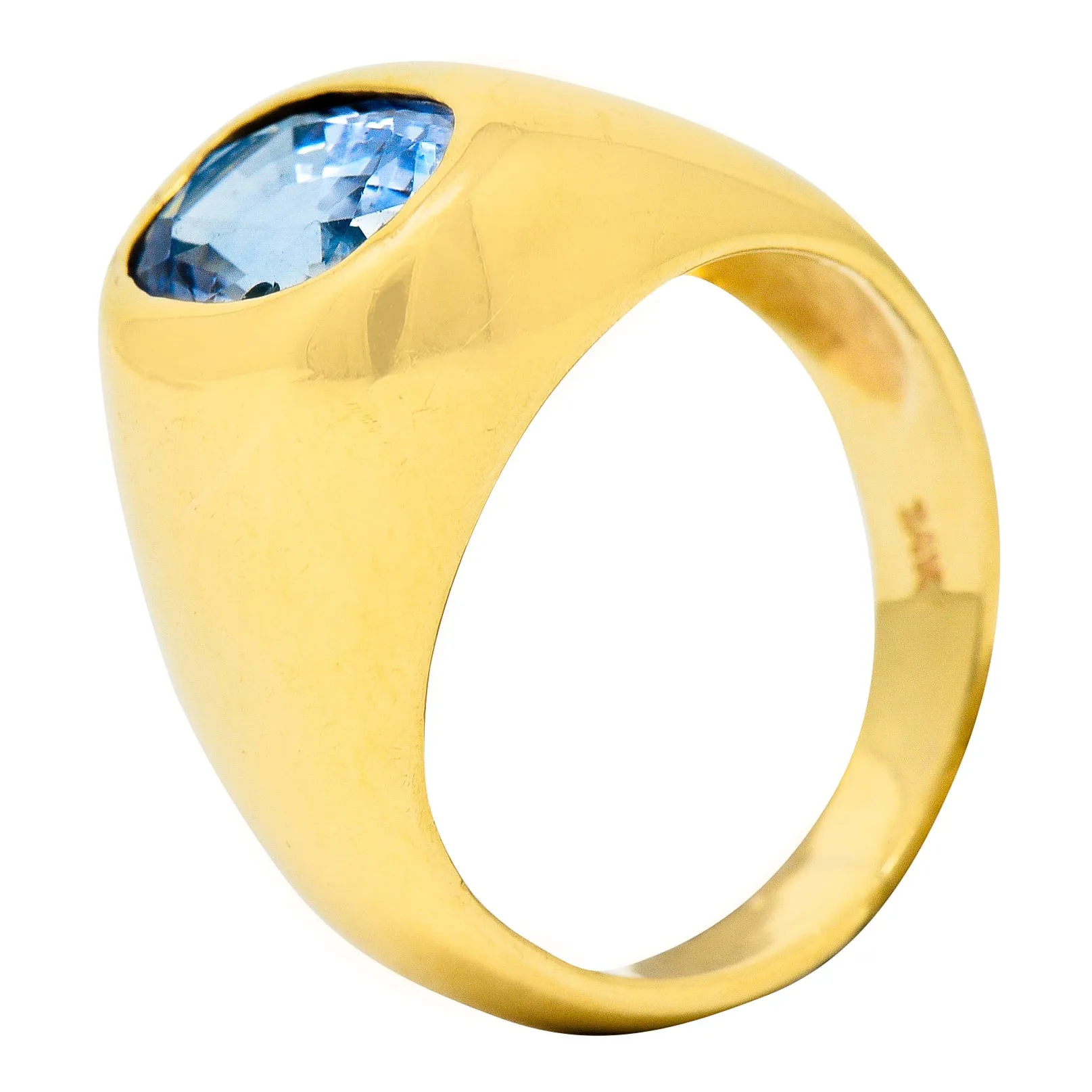 1940's Retro 3.40 CTW Ceylon Sapphire 14 Karat Gold Unisex Signet Ring