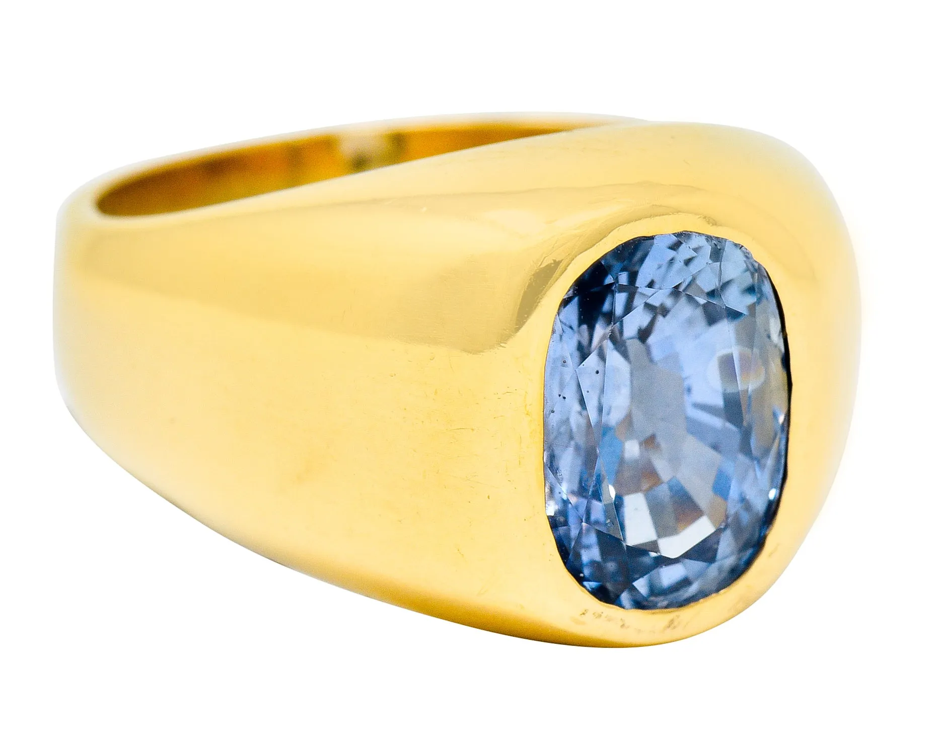 1940's Retro 3.40 CTW Ceylon Sapphire 14 Karat Gold Unisex Signet Ring