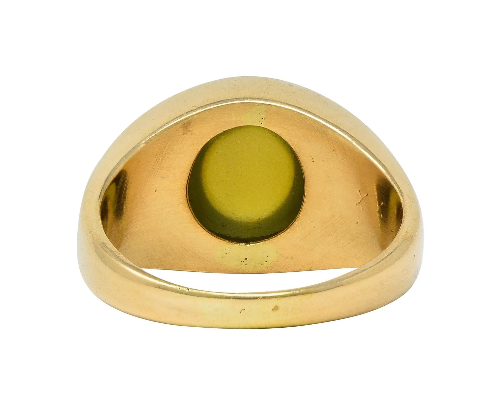 1960's Natural Cat's Eye Chrysoberyl 14 Karat Yellow Gold Vintage Signet Ring GIA