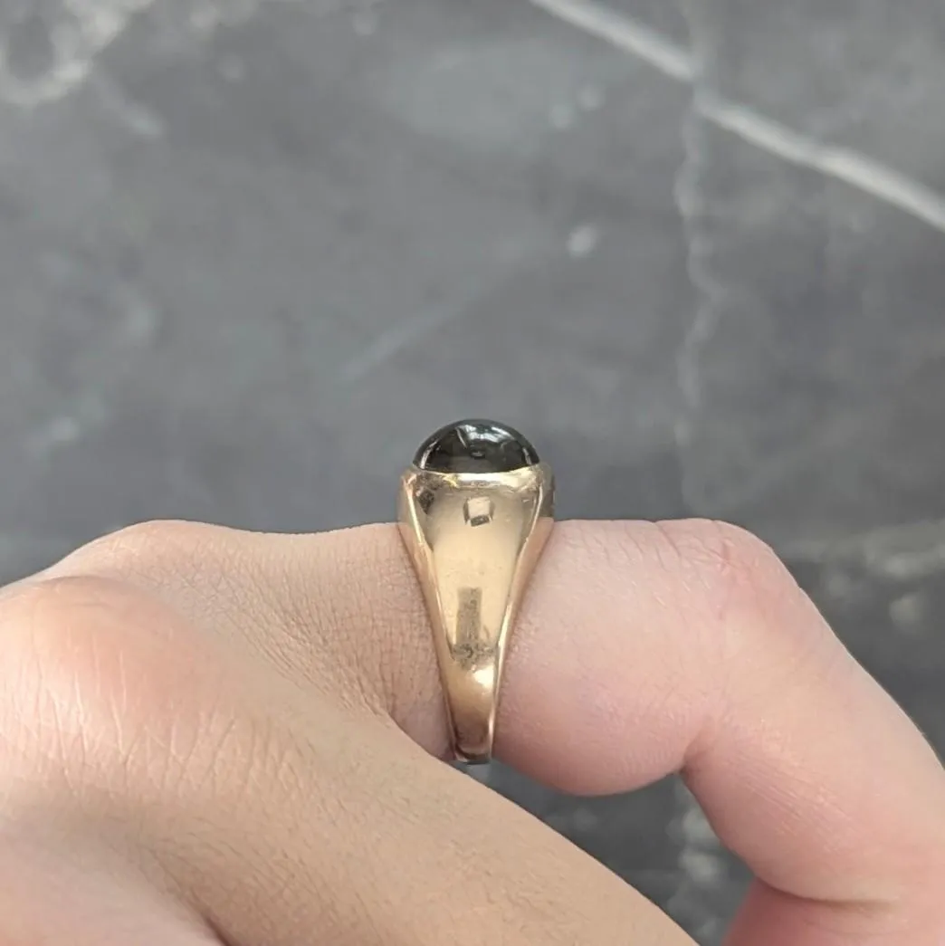 1960's Natural Cat's Eye Chrysoberyl 14 Karat Yellow Gold Vintage Signet Ring GIA