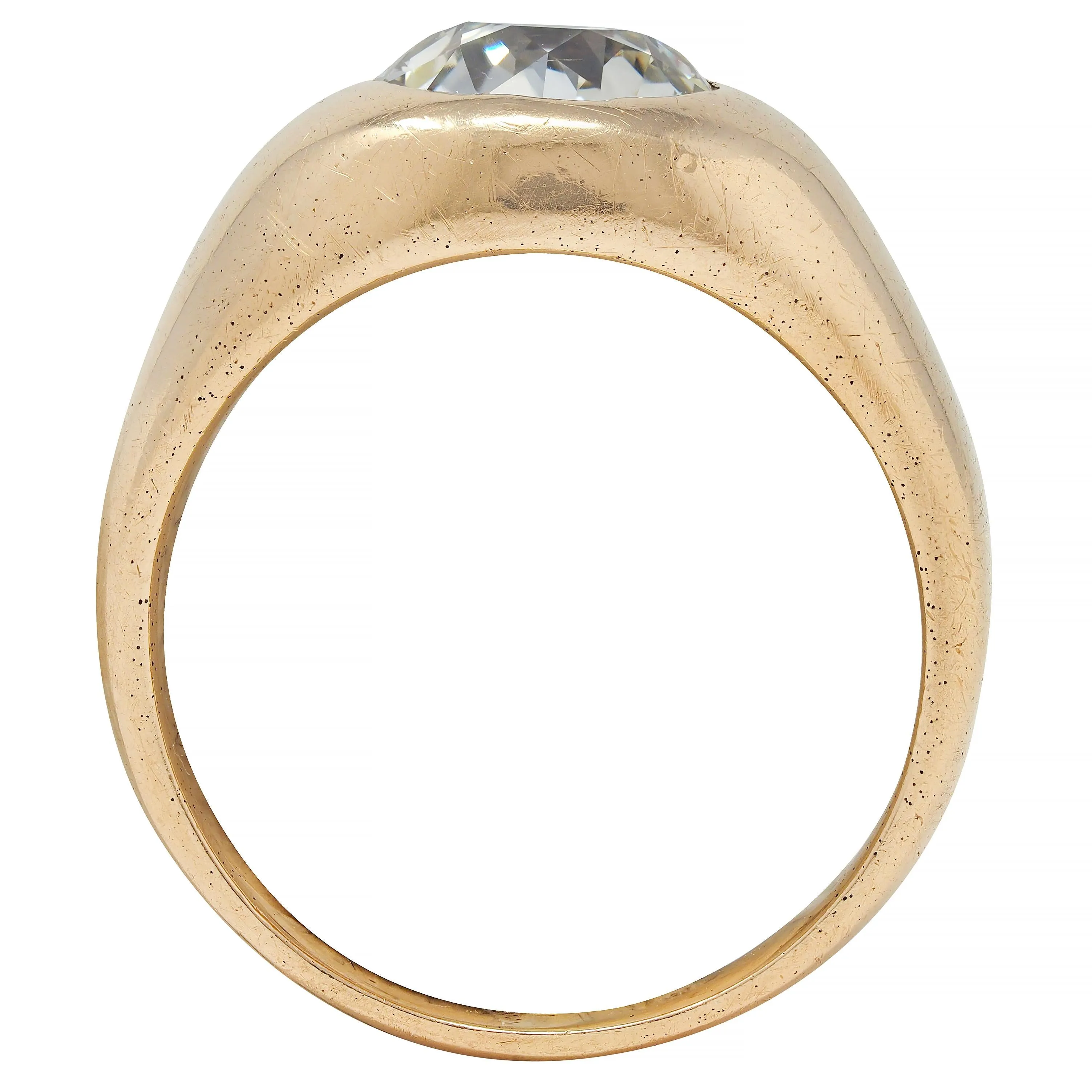 1960's Old European Cut Diamond 14 Karat Yellow Gold Vintage Unisex Signet Ring