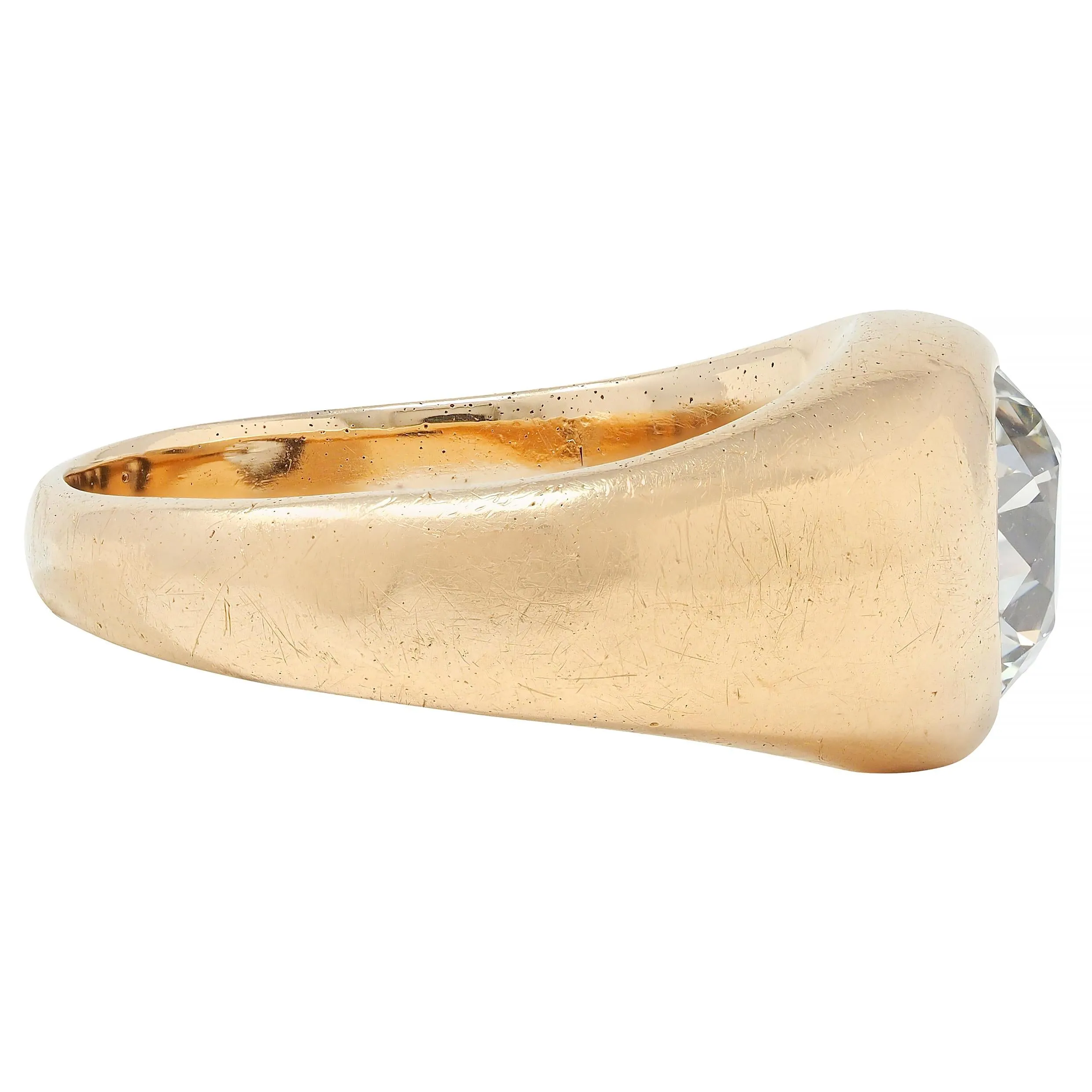 1960's Old European Cut Diamond 14 Karat Yellow Gold Vintage Unisex Signet Ring