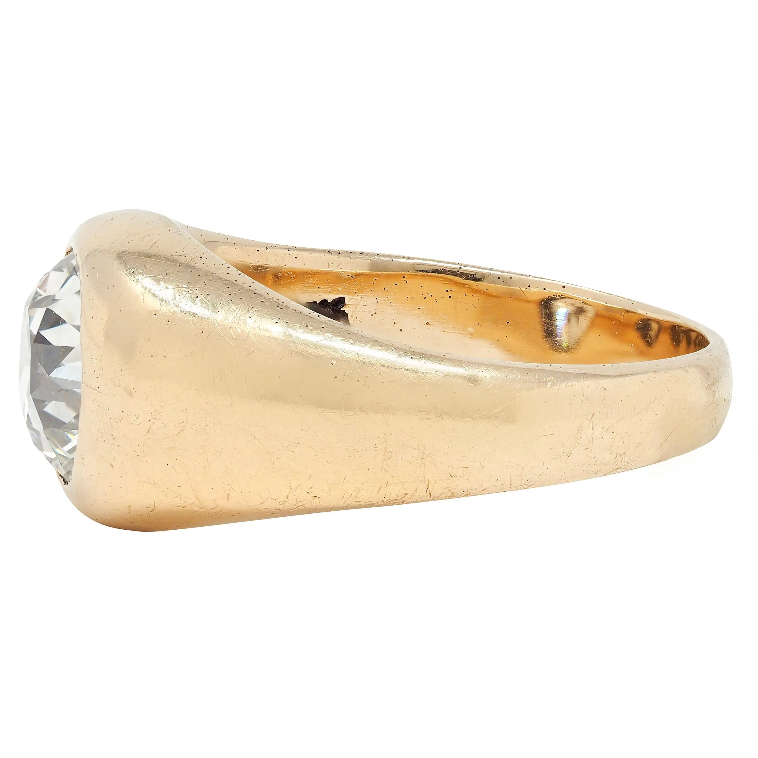 1960's Old European Cut Diamond 14 Karat Yellow Gold Vintage Unisex Signet Ring