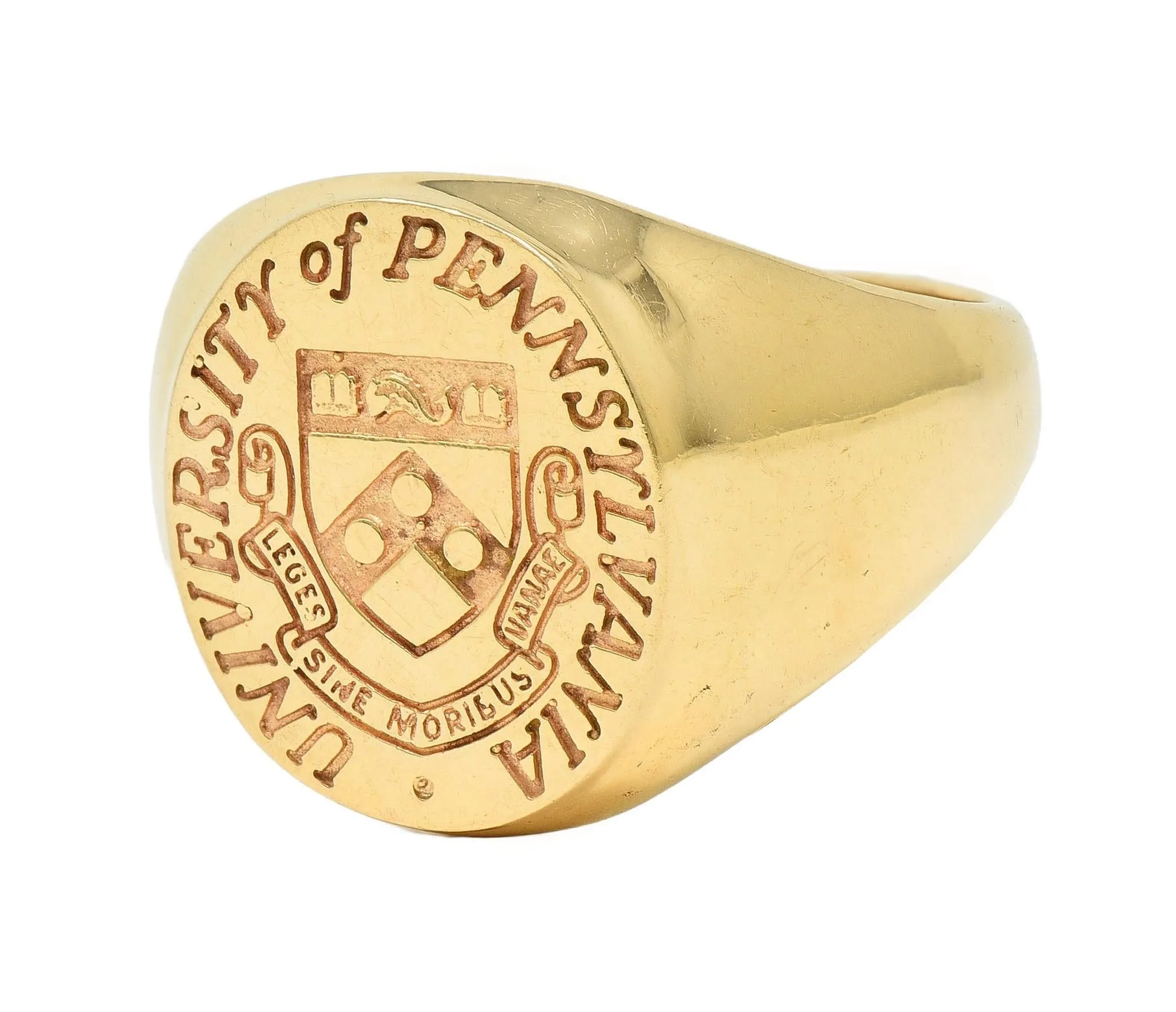 1961 14 Karat Yellow Gold Vintage UPenn University Pennsylvania Intaglio Unisex Signet Ring
