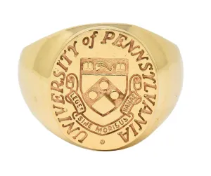 1961 14 Karat Yellow Gold Vintage UPenn University Pennsylvania Intaglio Unisex Signet Ring