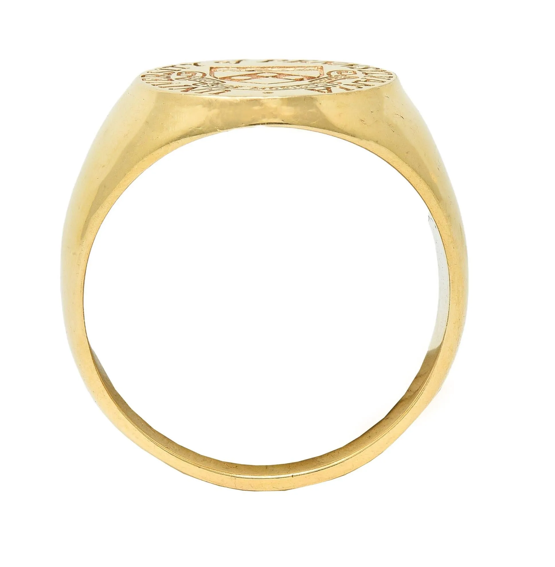 1961 14 Karat Yellow Gold Vintage UPenn University Pennsylvania Intaglio Unisex Signet Ring