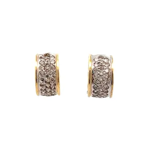 .56 Diamond Wide Huggie Hoop Earrings in 14k