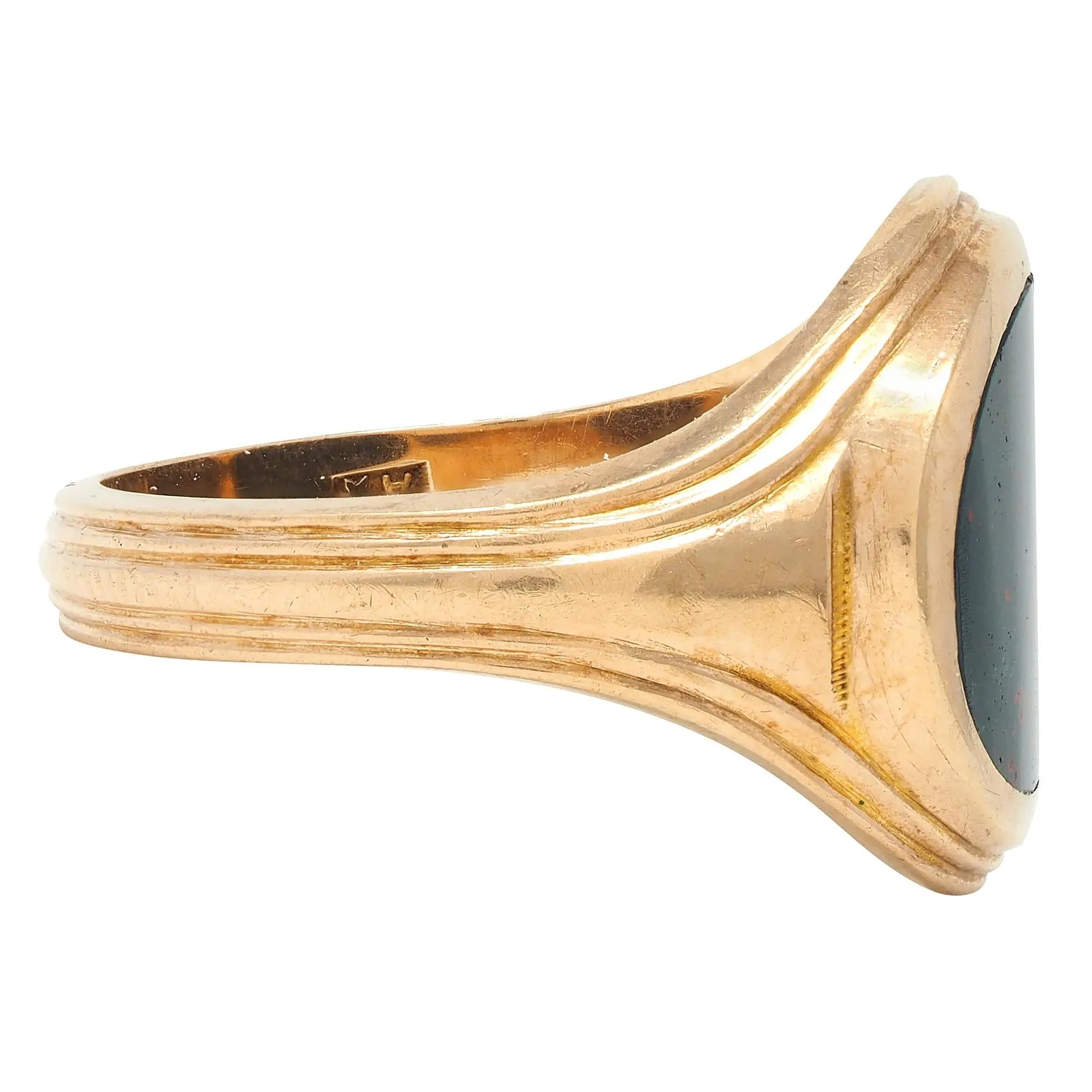 Allsop Bros. Early Art Deco Bloodstone 14 Karat Yellow Gold Antique Unisex Signet Ring