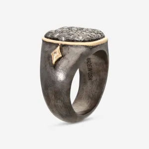 Armenta 14K Rose Gold & Sterling Silver Champagne Diamond Signet Ring Sz. 6 19219