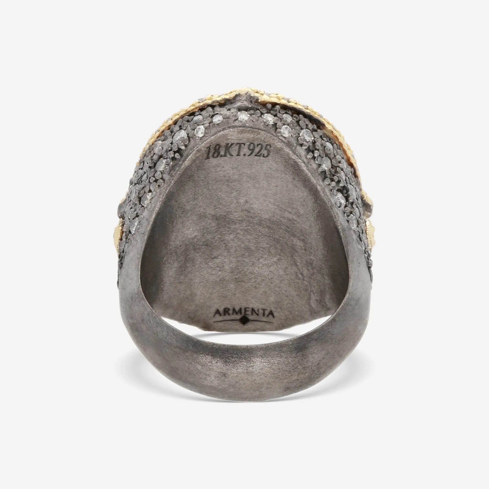 Armenta 18K Yellow Gold & Sterling Silver Diamond & Aquamarine Signet Ring Sz. 7 19337