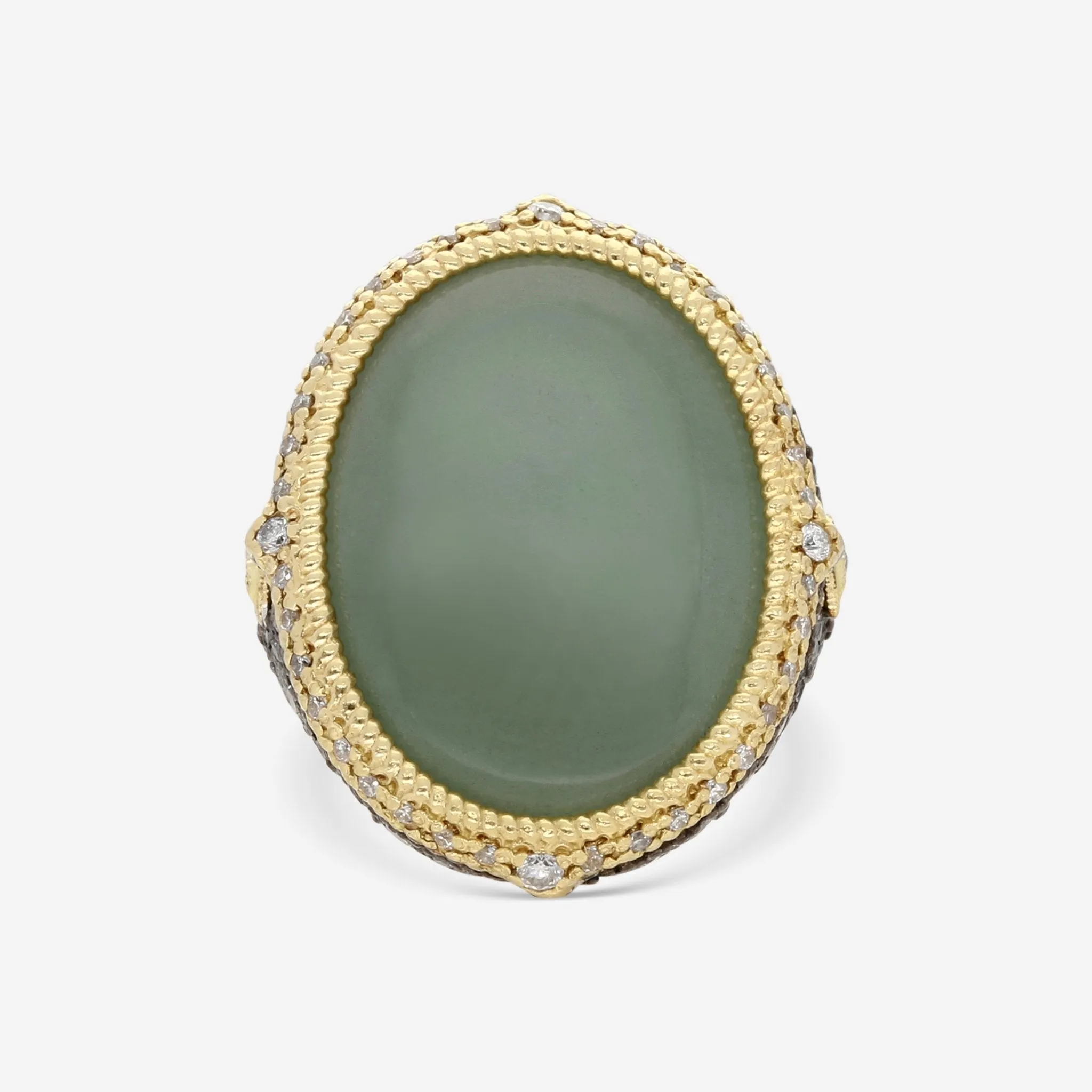 Armenta 18K Yellow Gold & Sterling Silver Diamond & Aquamarine Signet Ring Sz. 7 19337