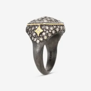 Armenta Old World 18K Yellow Gold & Sterling Silver Champagne Diamond Signet Ring Sz. 7 15758