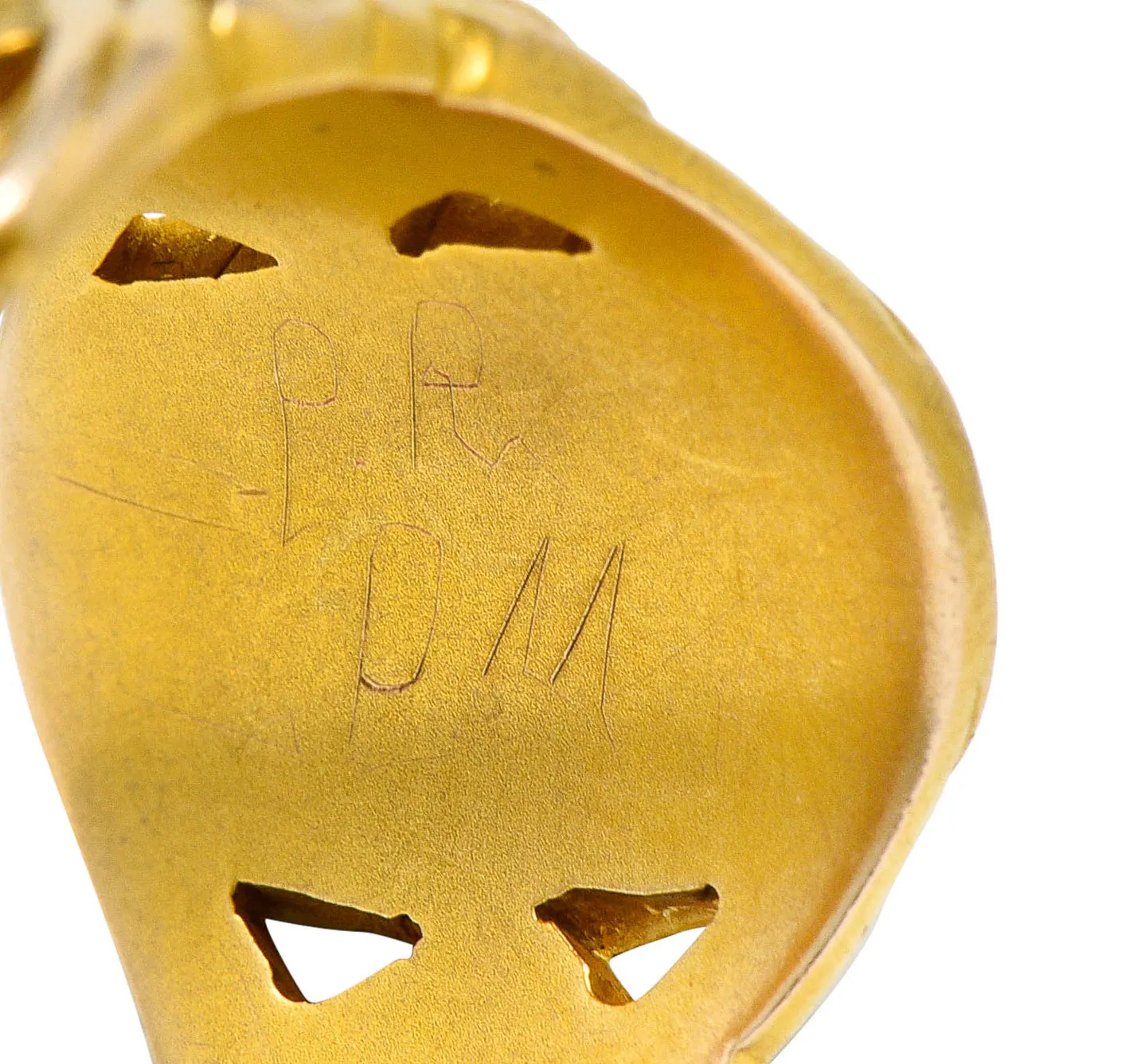 Art Nouveau 14 Karat Gold Floral Monogram Unisex Signet Ring