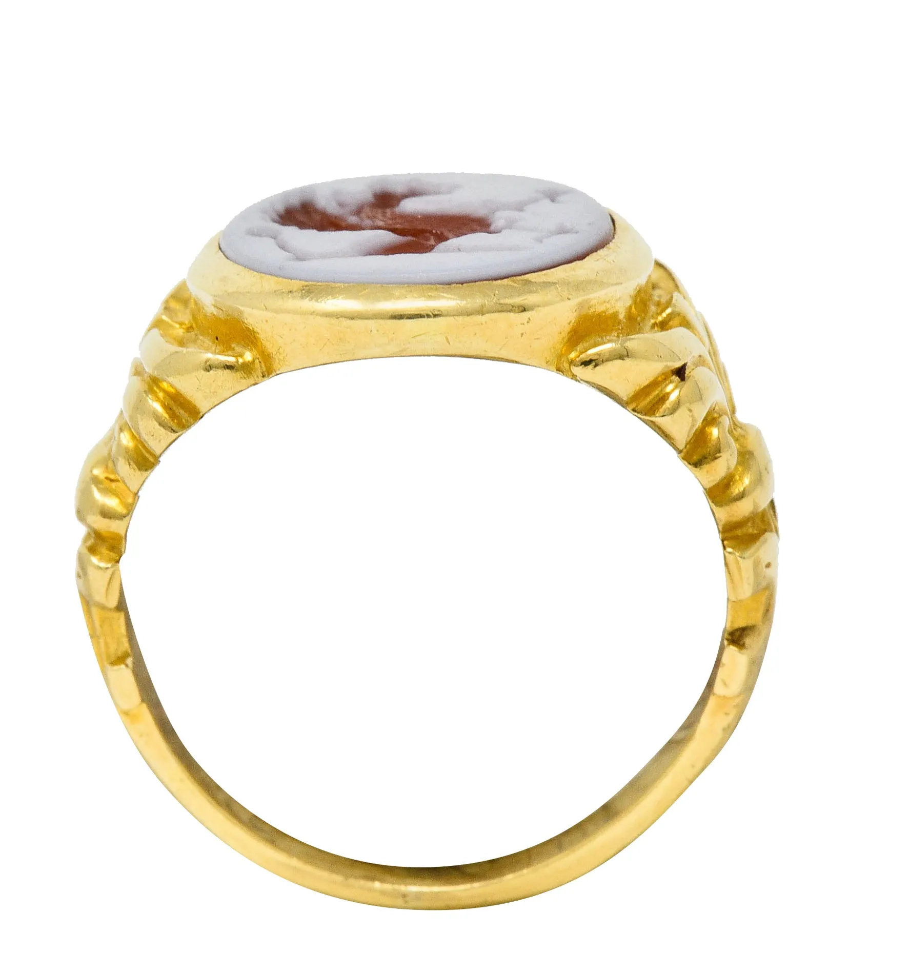 Art Nouveau Hardstone Intaglio 18 Karat Gold Griffin Signet Ring