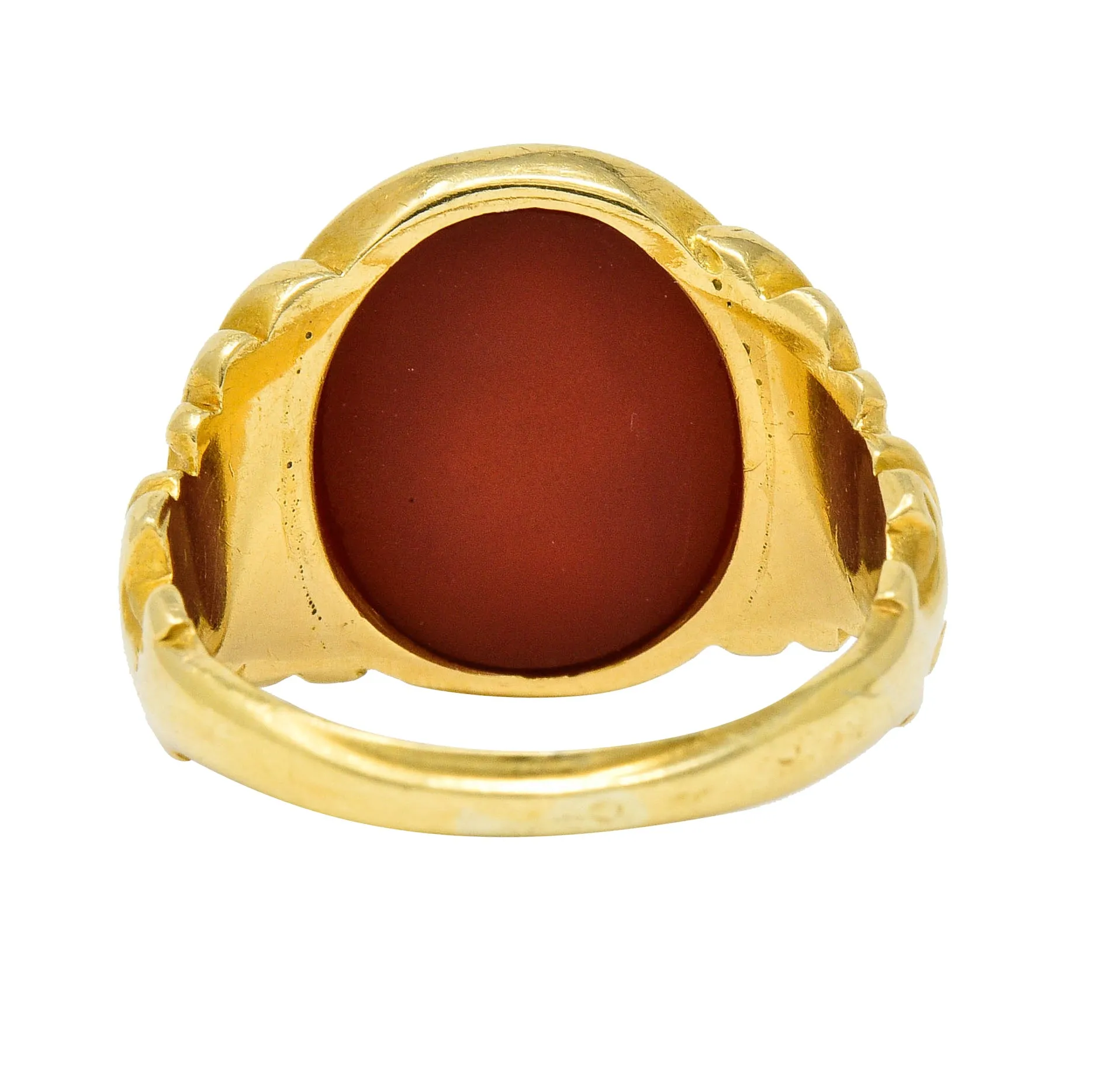 Art Nouveau Hardstone Intaglio 18 Karat Gold Griffin Signet Ring