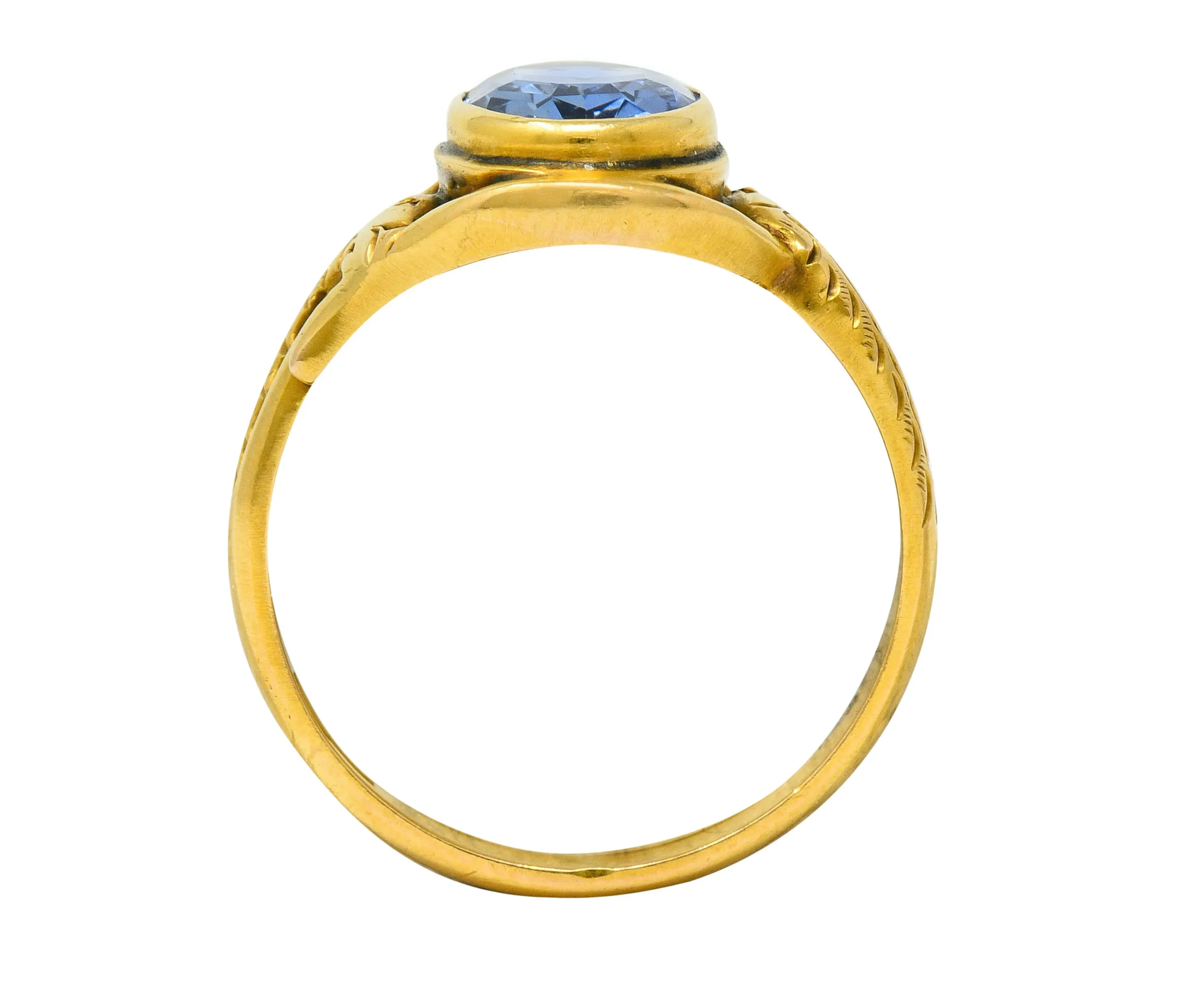 Art Nouveau No Heat Ceylon Sapphire 14 Karat Gold Snake Ring AGL