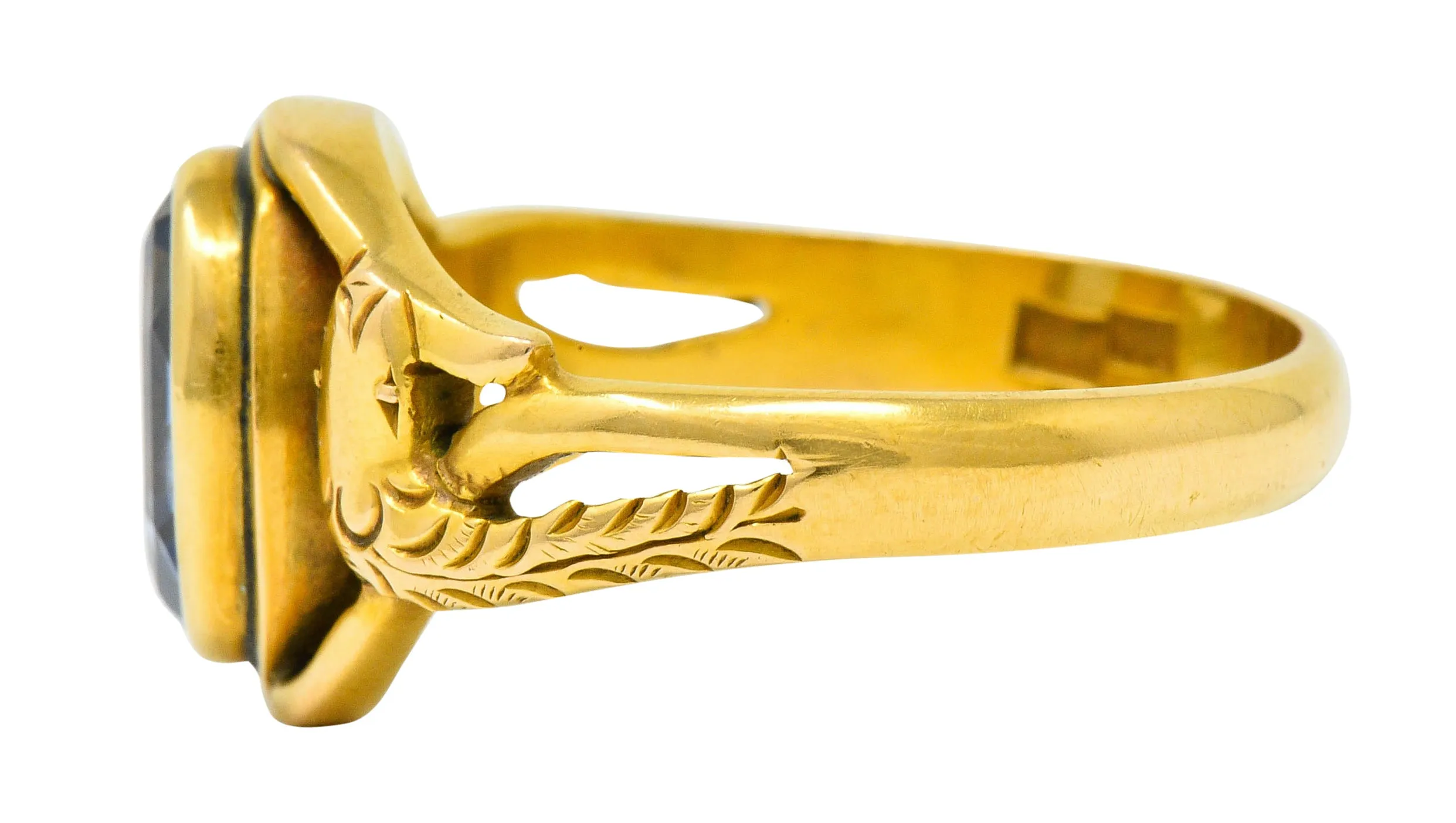 Art Nouveau No Heat Ceylon Sapphire 14 Karat Gold Snake Ring AGL