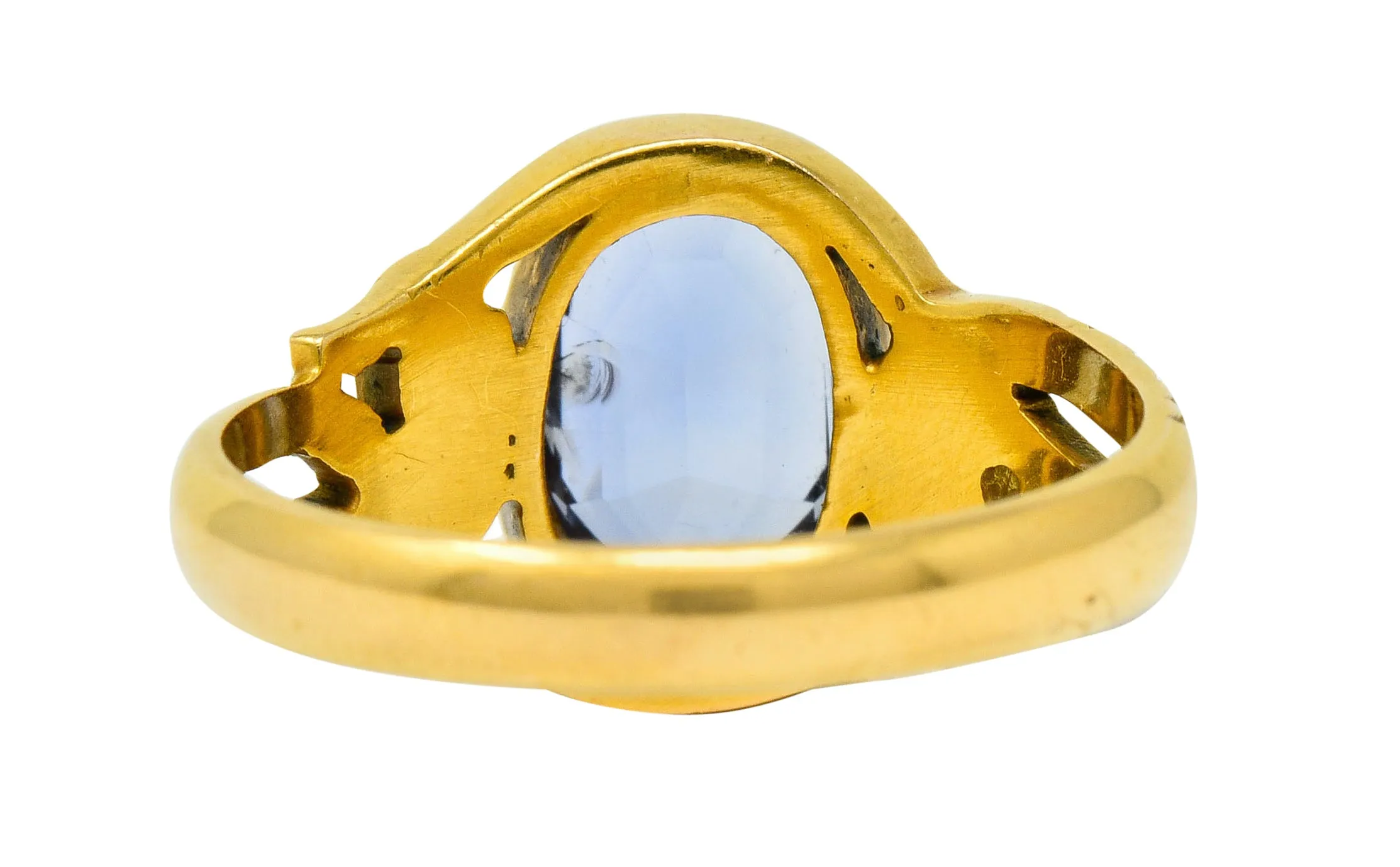 Art Nouveau No Heat Ceylon Sapphire 14 Karat Gold Snake Ring AGL
