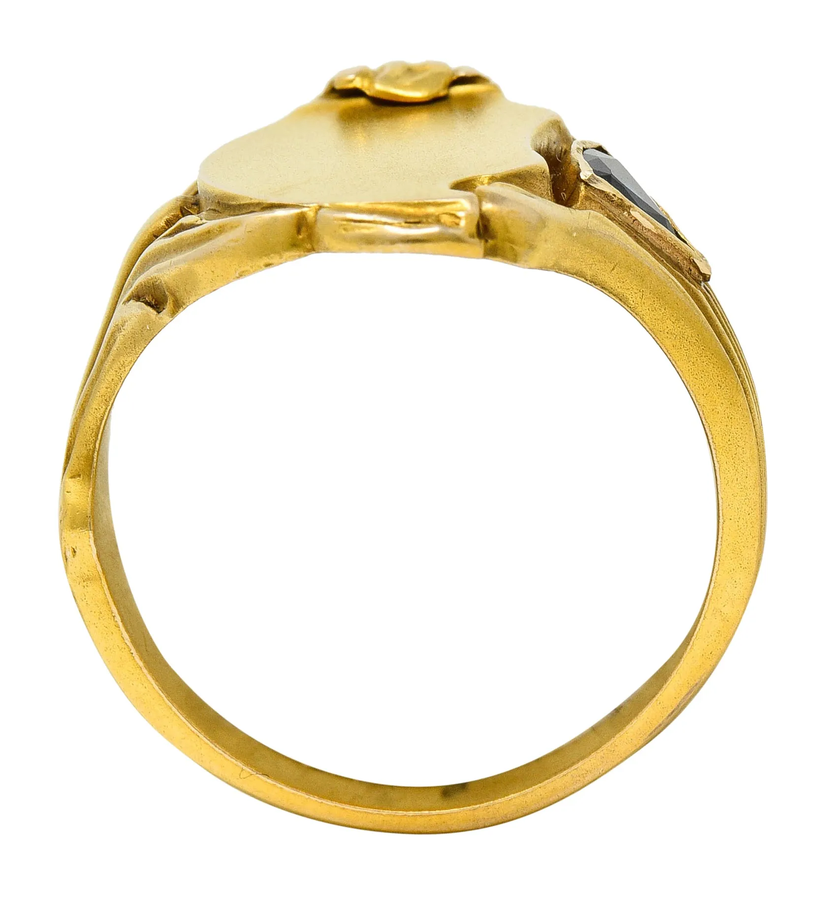 Art Nouveau Sapphire 14 Karat Gold Signet Ring
