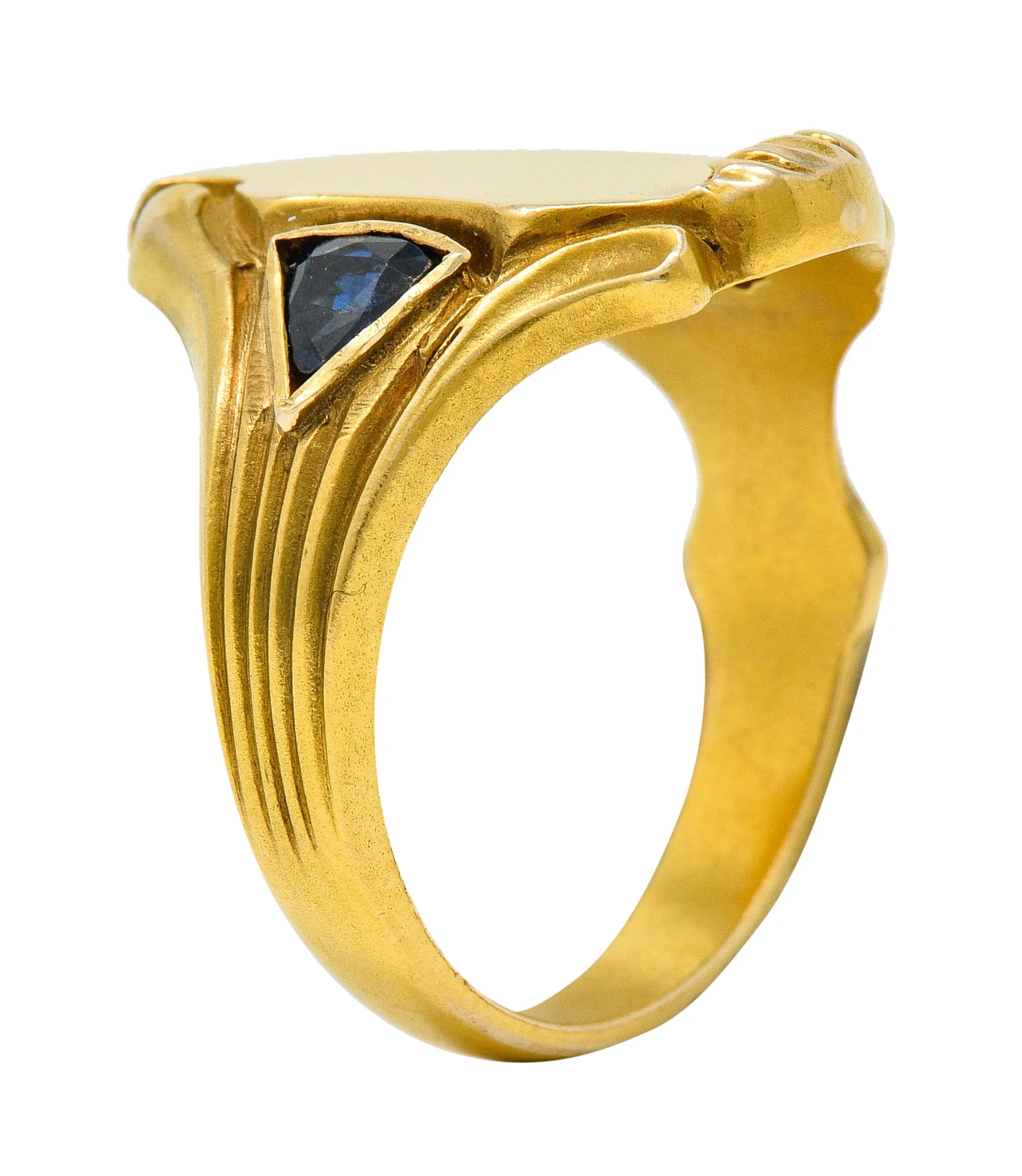 Art Nouveau Sapphire 14 Karat Gold Signet Ring