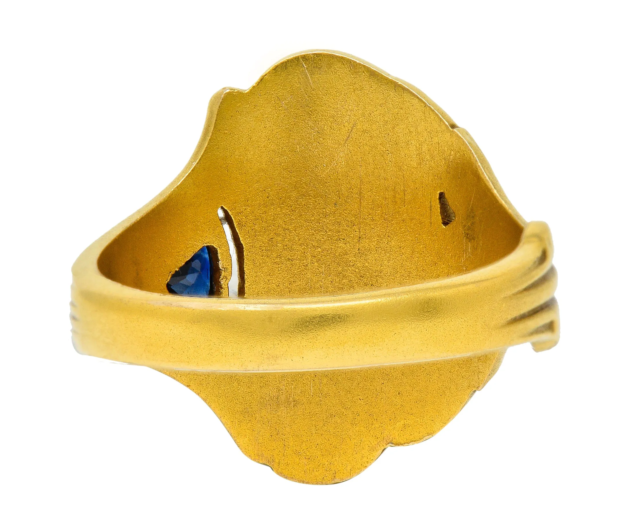 Art Nouveau Sapphire 14 Karat Gold Signet Ring