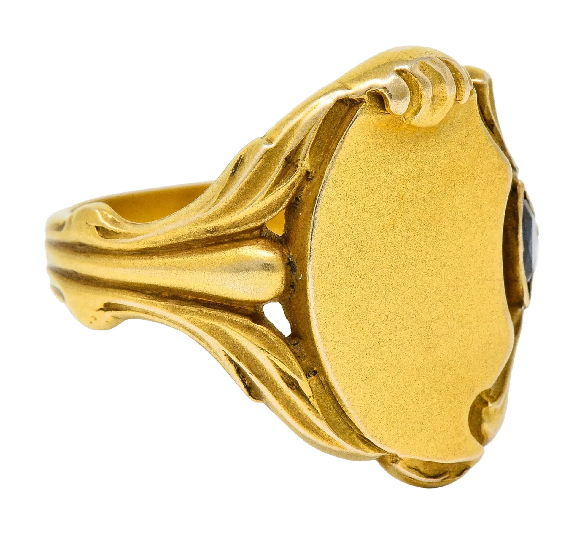 Art Nouveau Sapphire 14 Karat Gold Signet Ring