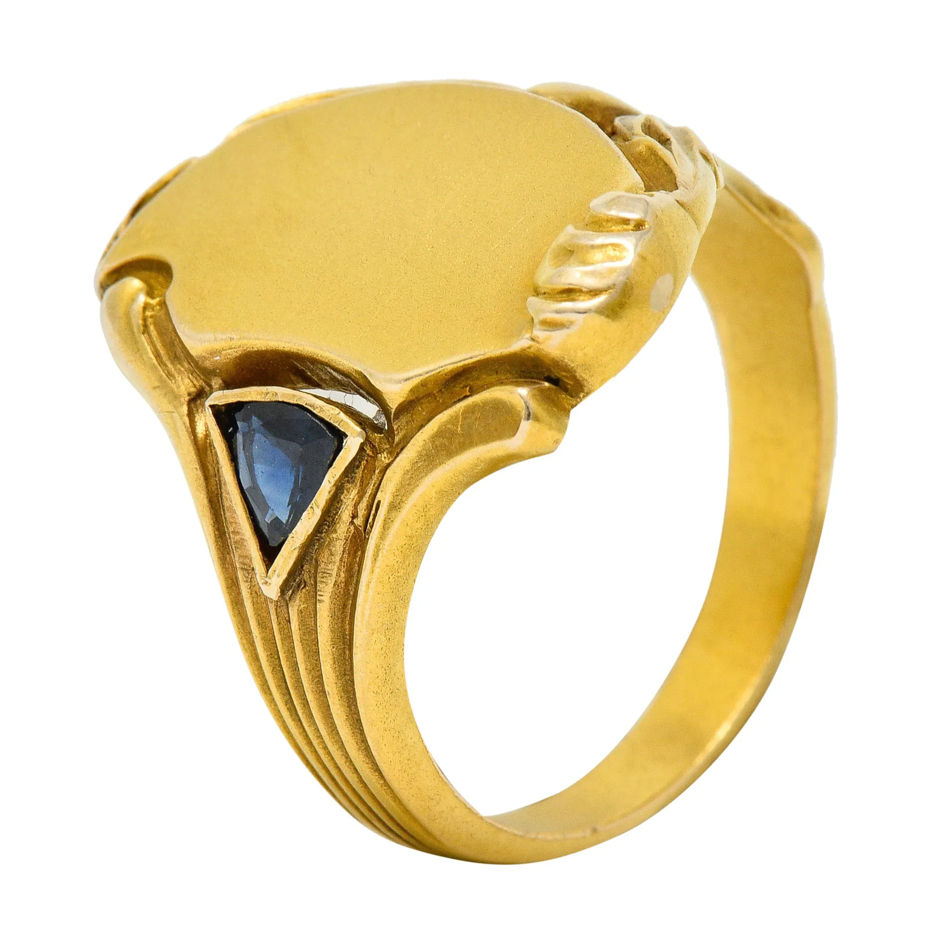 Art Nouveau Sapphire 14 Karat Gold Signet Ring