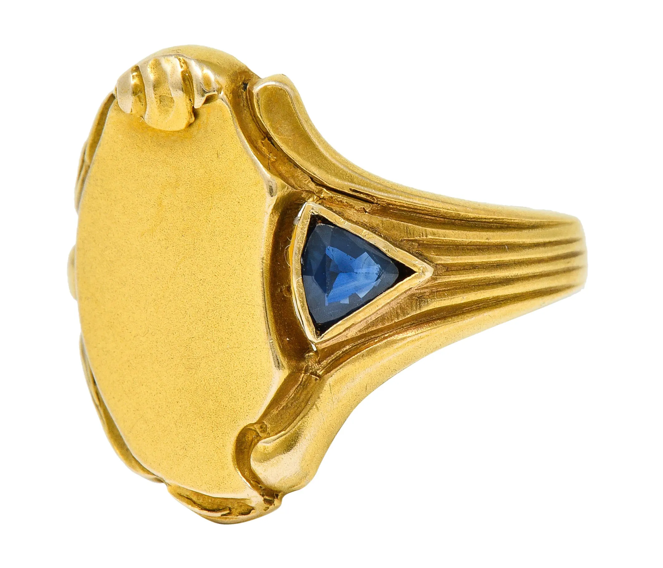 Art Nouveau Sapphire 14 Karat Gold Signet Ring