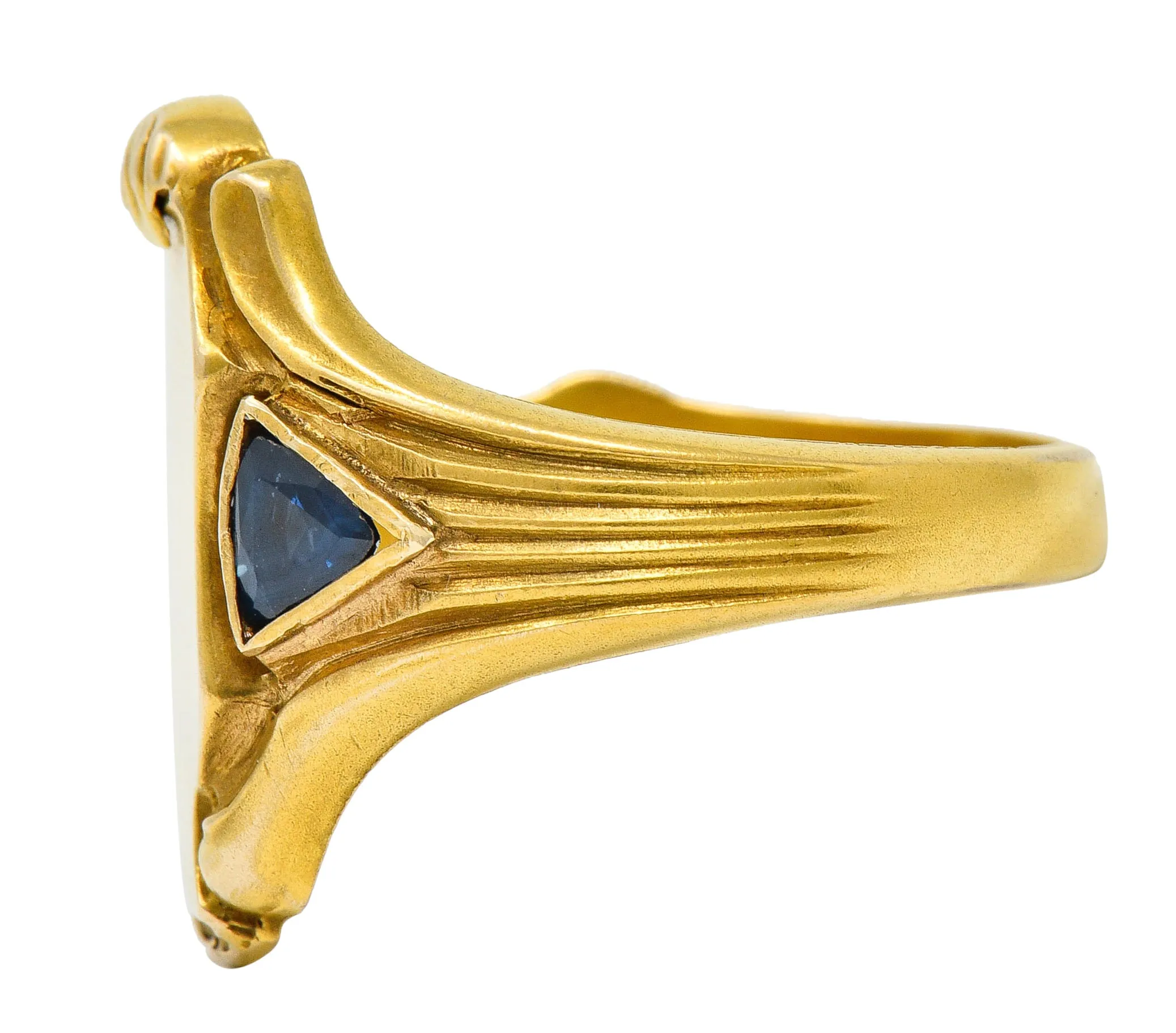 Art Nouveau Sapphire 14 Karat Gold Signet Ring