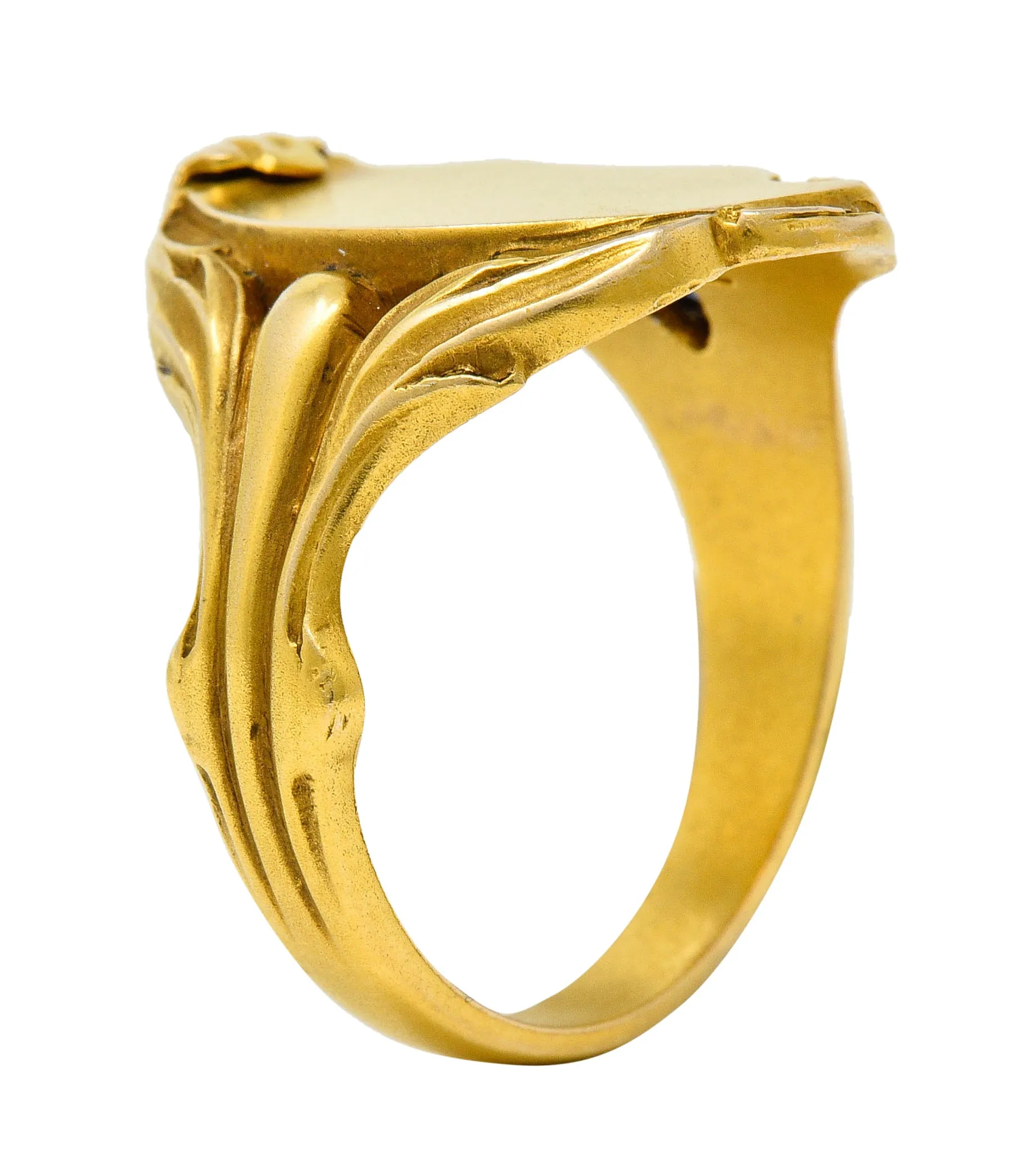Art Nouveau Sapphire 14 Karat Gold Signet Ring