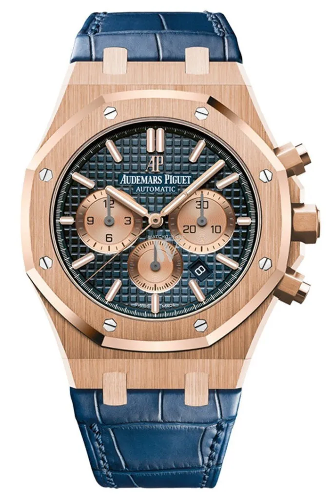 Audemars Piguet Royal Oak 41 Rose Gold Blue Dial Blue Leather Strap 26331OR.OO.D315CR.01 DCM