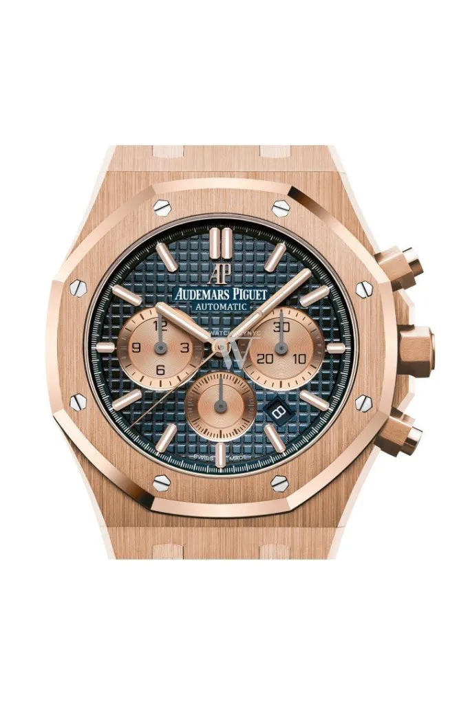 Audemars Piguet Royal Oak 41 Rose Gold Blue Dial Blue Leather Strap 26331OR.OO.D315CR.01 DCM