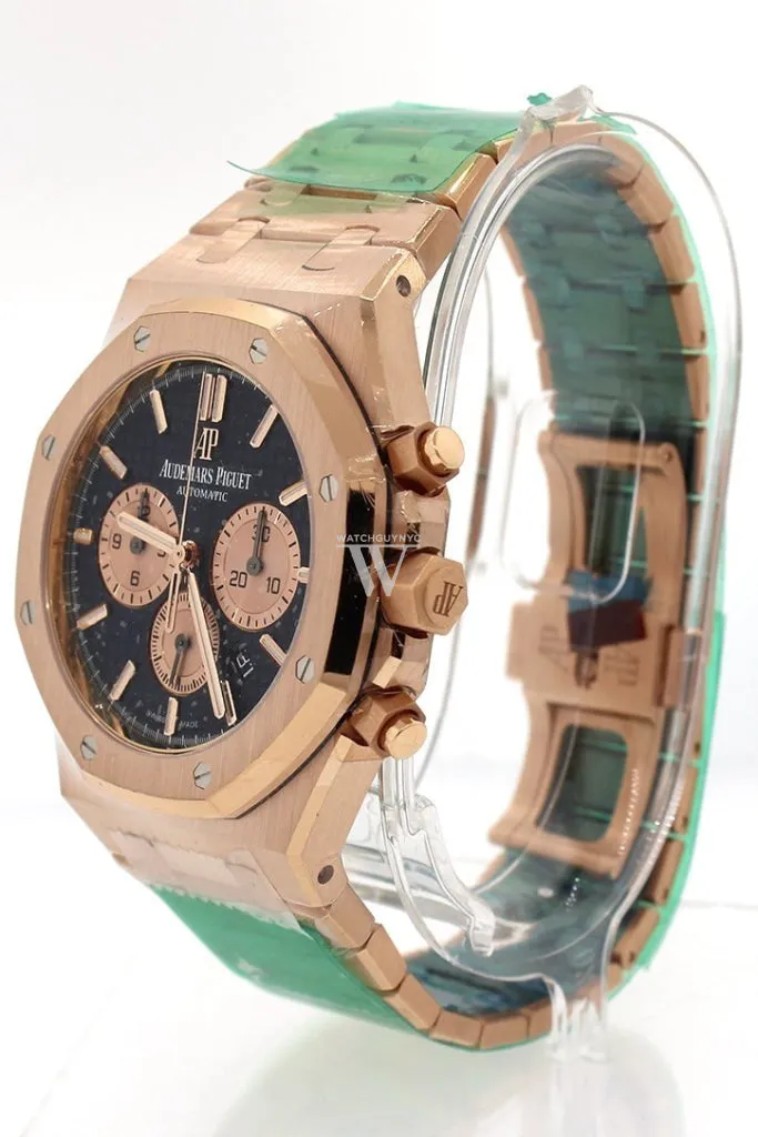 Audemars Piguet Royal Oak 41mm Blue Grande Tapisserie Dial Men's 18K Rose Gold Watch 26331OR.OO.1220OR.01 Pre Owned