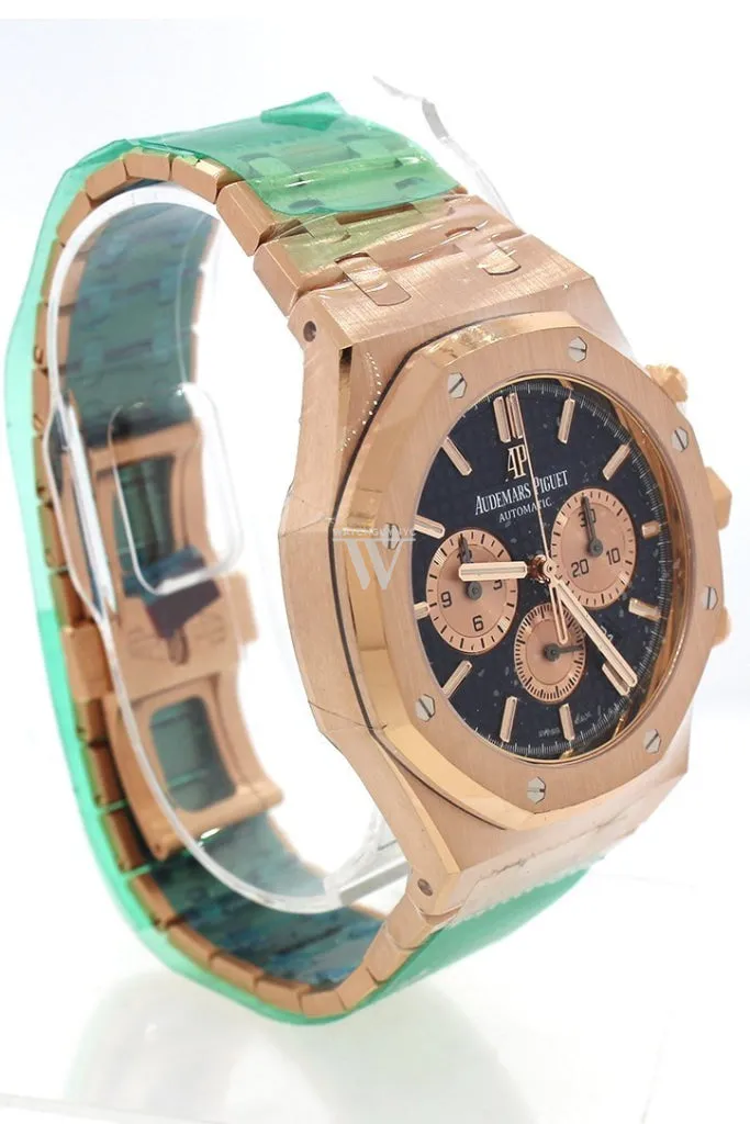 Audemars Piguet Royal Oak 41mm Blue Grande Tapisserie Dial Men's 18K Rose Gold Watch 26331OR.OO.1220OR.01 Pre Owned