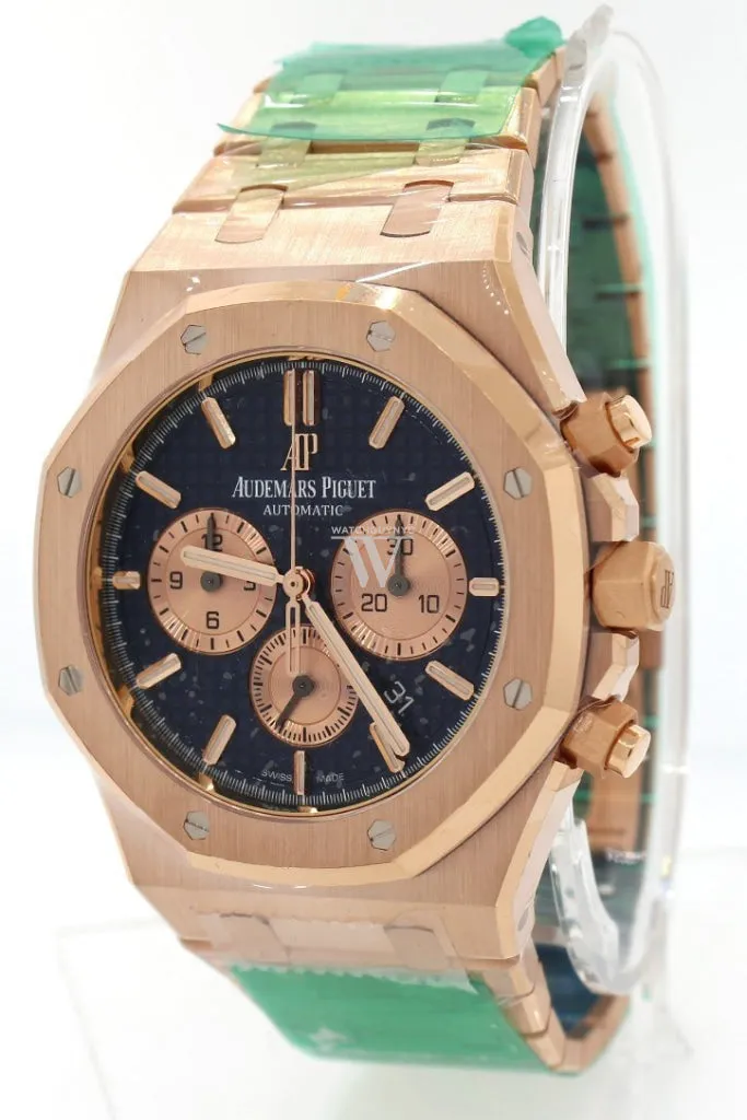 Audemars Piguet Royal Oak 41mm Blue Grande Tapisserie Dial Men's 18K Rose Gold Watch 26331OR.OO.1220OR.01 Pre Owned