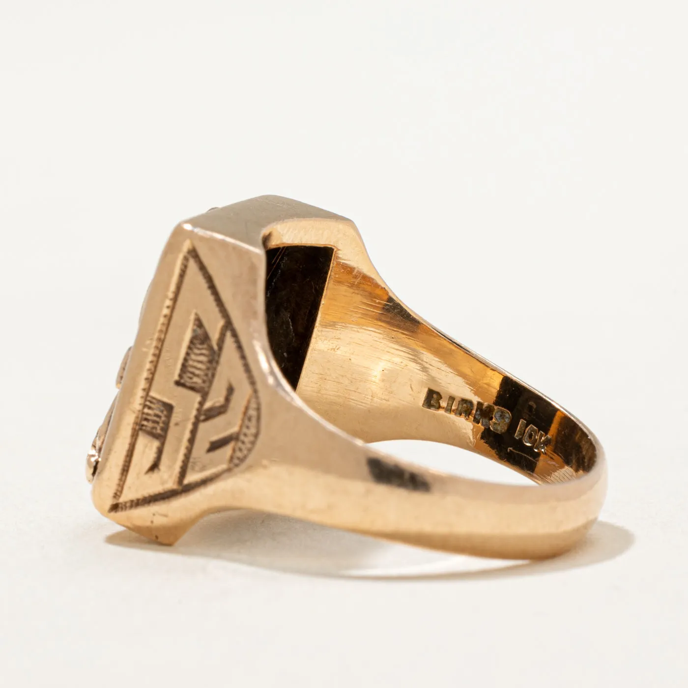 'Birks' 10K Onyx Lion Signet Ring | 1.50ct | SZ 5.25