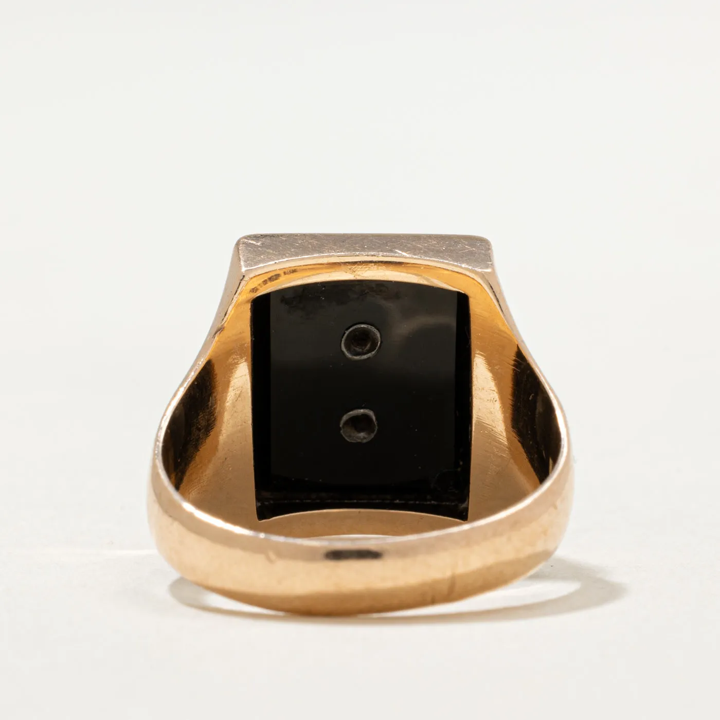 'Birks' 10K Onyx Lion Signet Ring | 1.50ct | SZ 5.25
