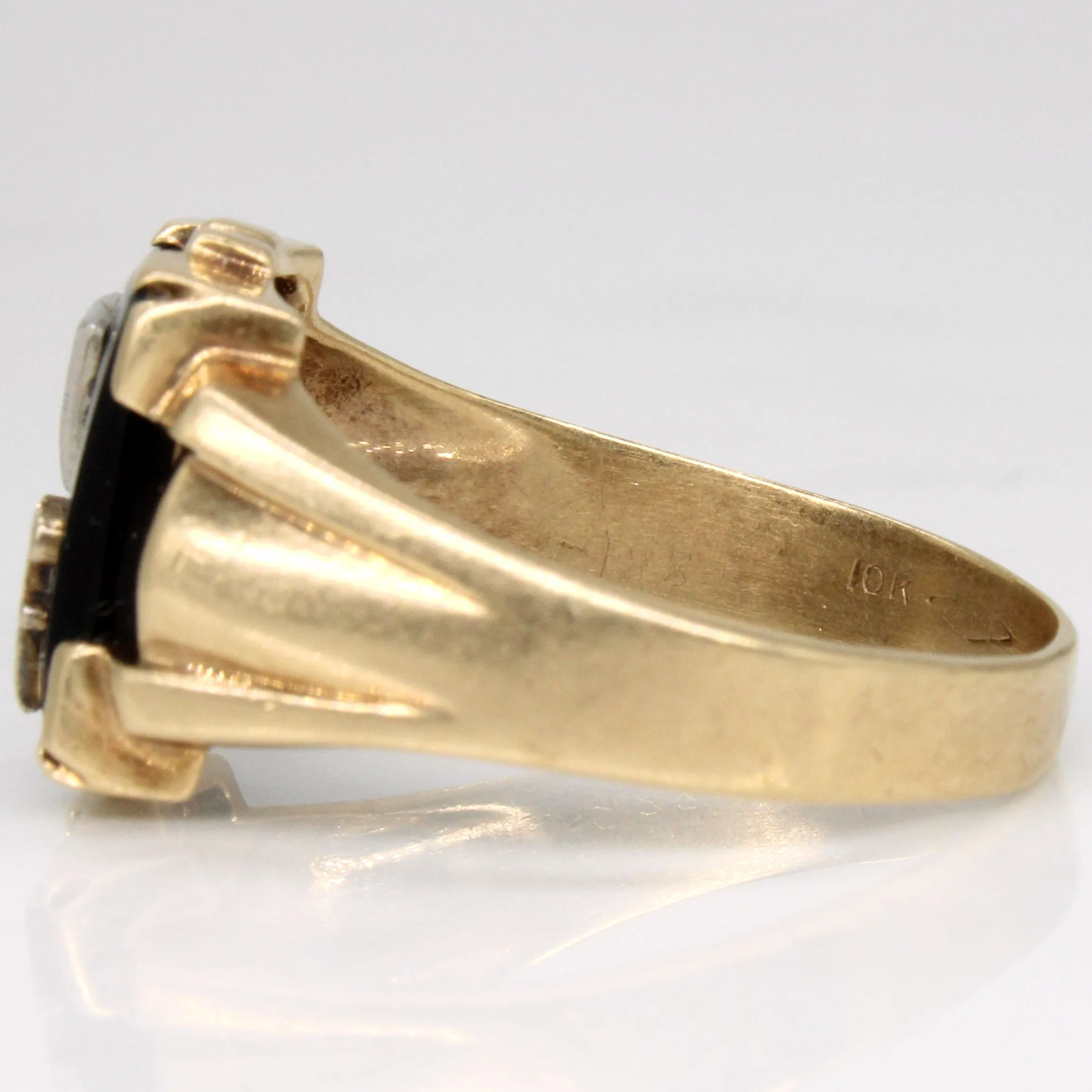 'Birks' Onyx 'A' and Diamond Signet Ring | 2.10ct | SZ 11 |