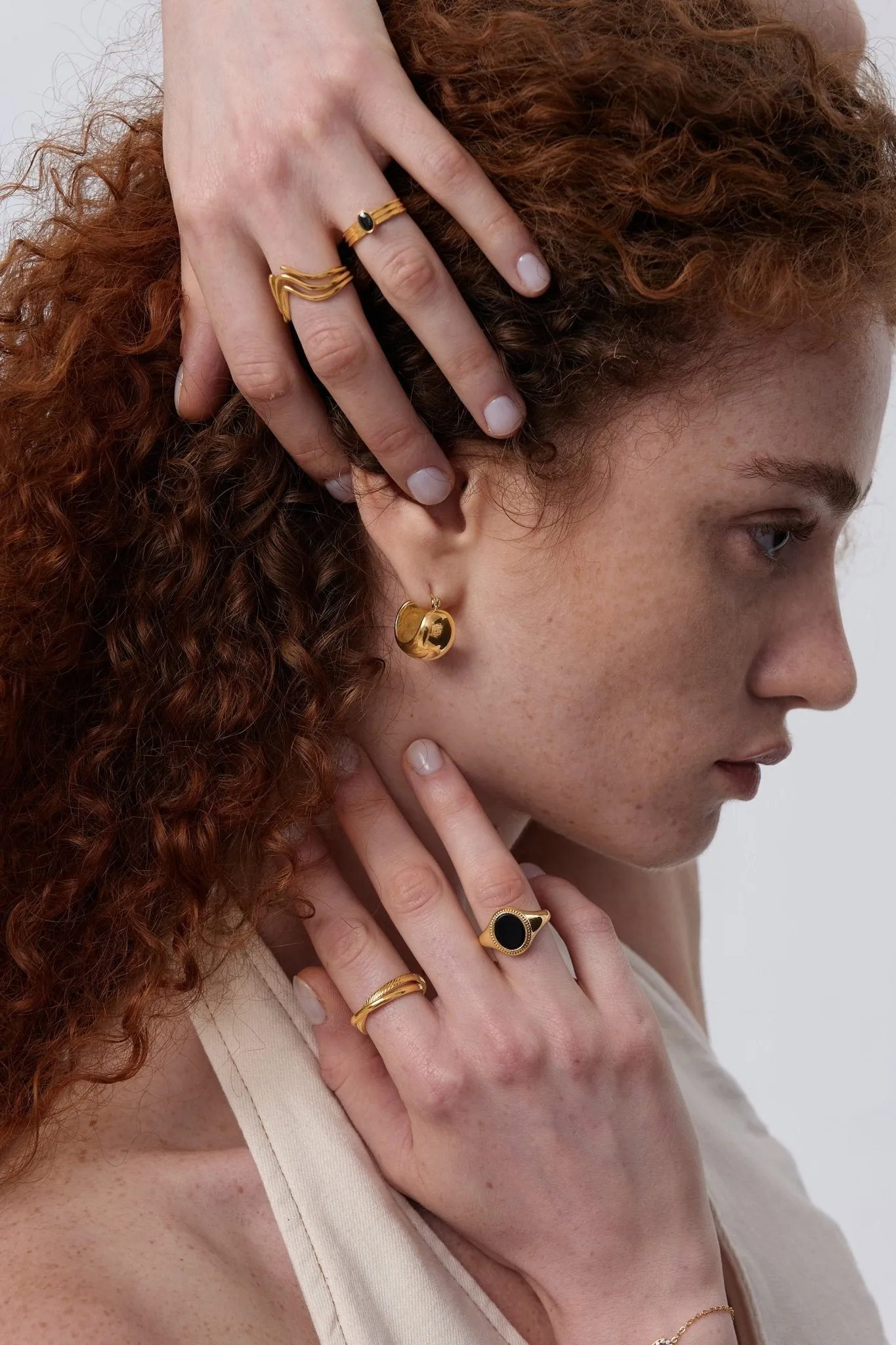Black Agate Oval Signet Ring