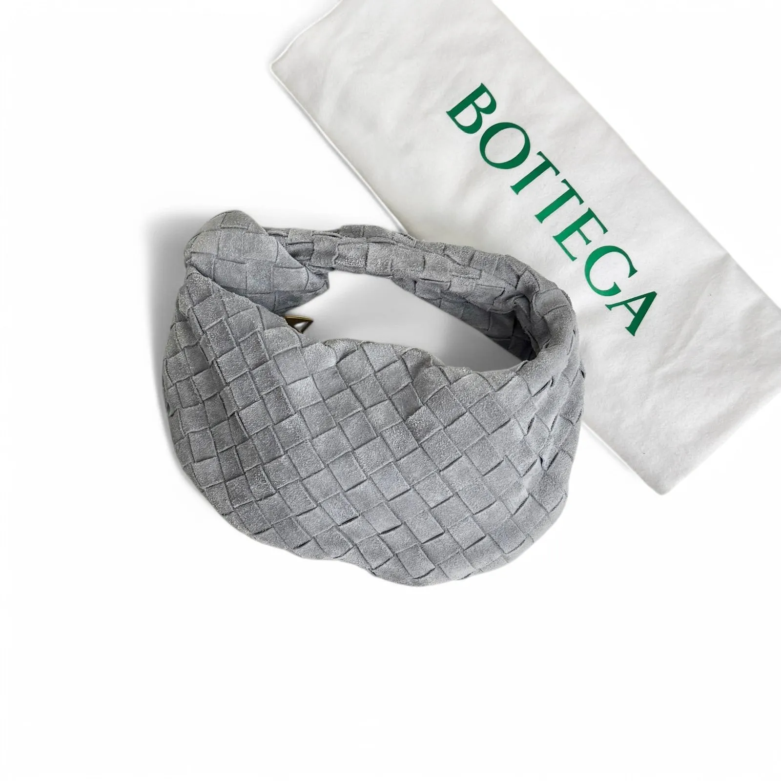 Bottega Veneta Jodie Mini Stone Grey Suede Gold-tone Hardware