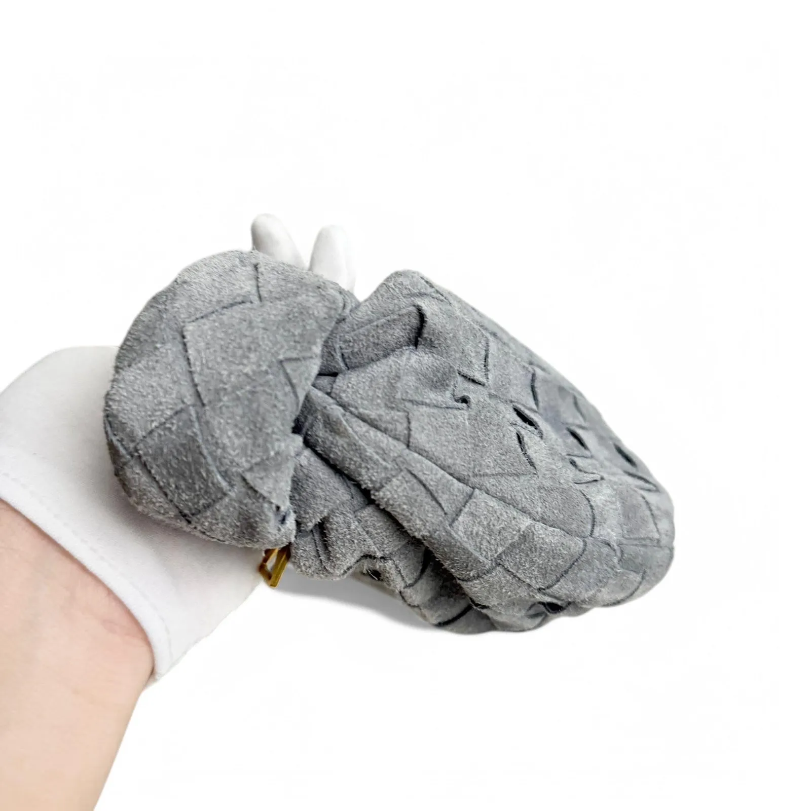 Bottega Veneta Jodie Mini Stone Grey Suede Gold-tone Hardware