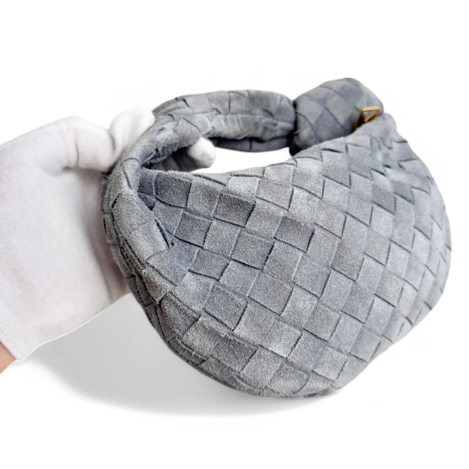 Bottega Veneta Jodie Mini Stone Grey Suede Gold-tone Hardware
