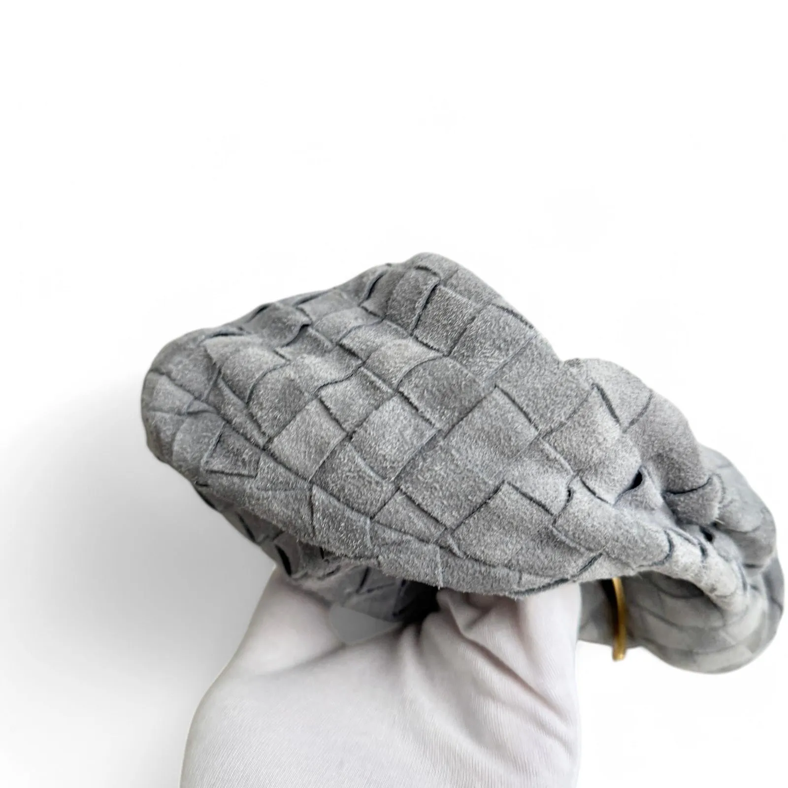 Bottega Veneta Jodie Mini Stone Grey Suede Gold-tone Hardware