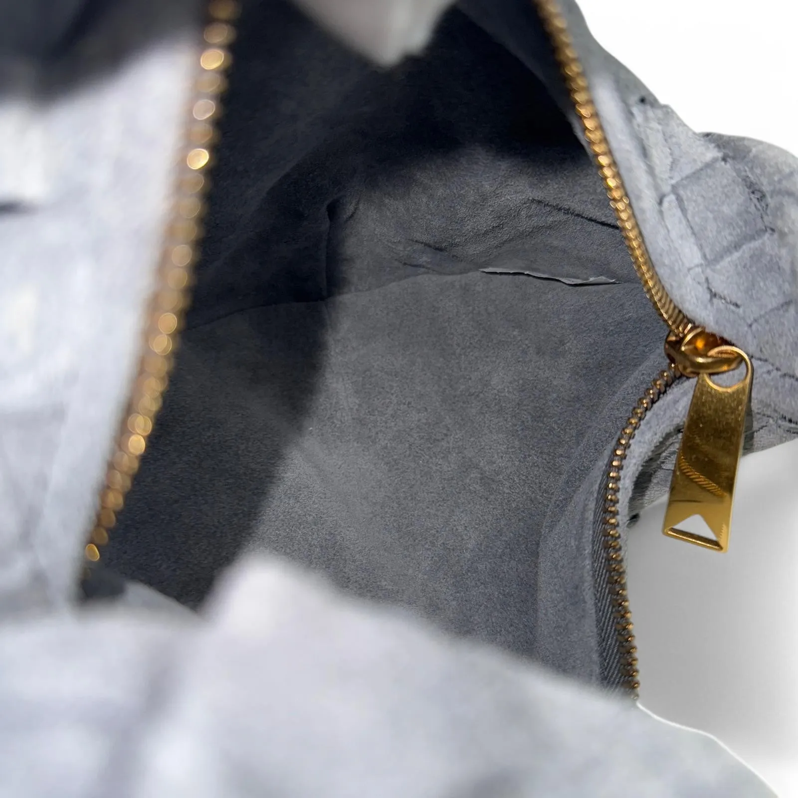 Bottega Veneta Jodie Mini Stone Grey Suede Gold-tone Hardware