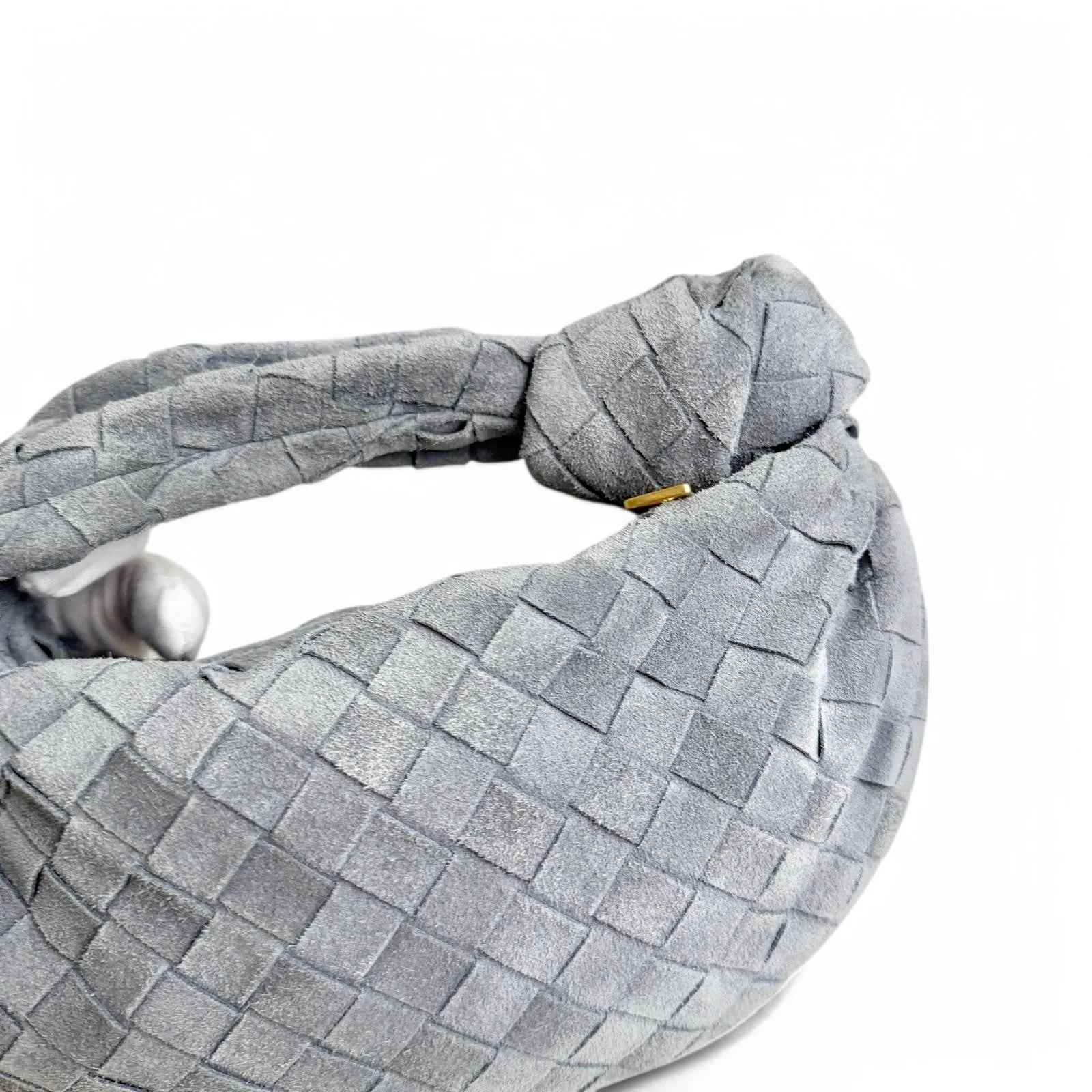 Bottega Veneta Jodie Mini Stone Grey Suede Gold-tone Hardware