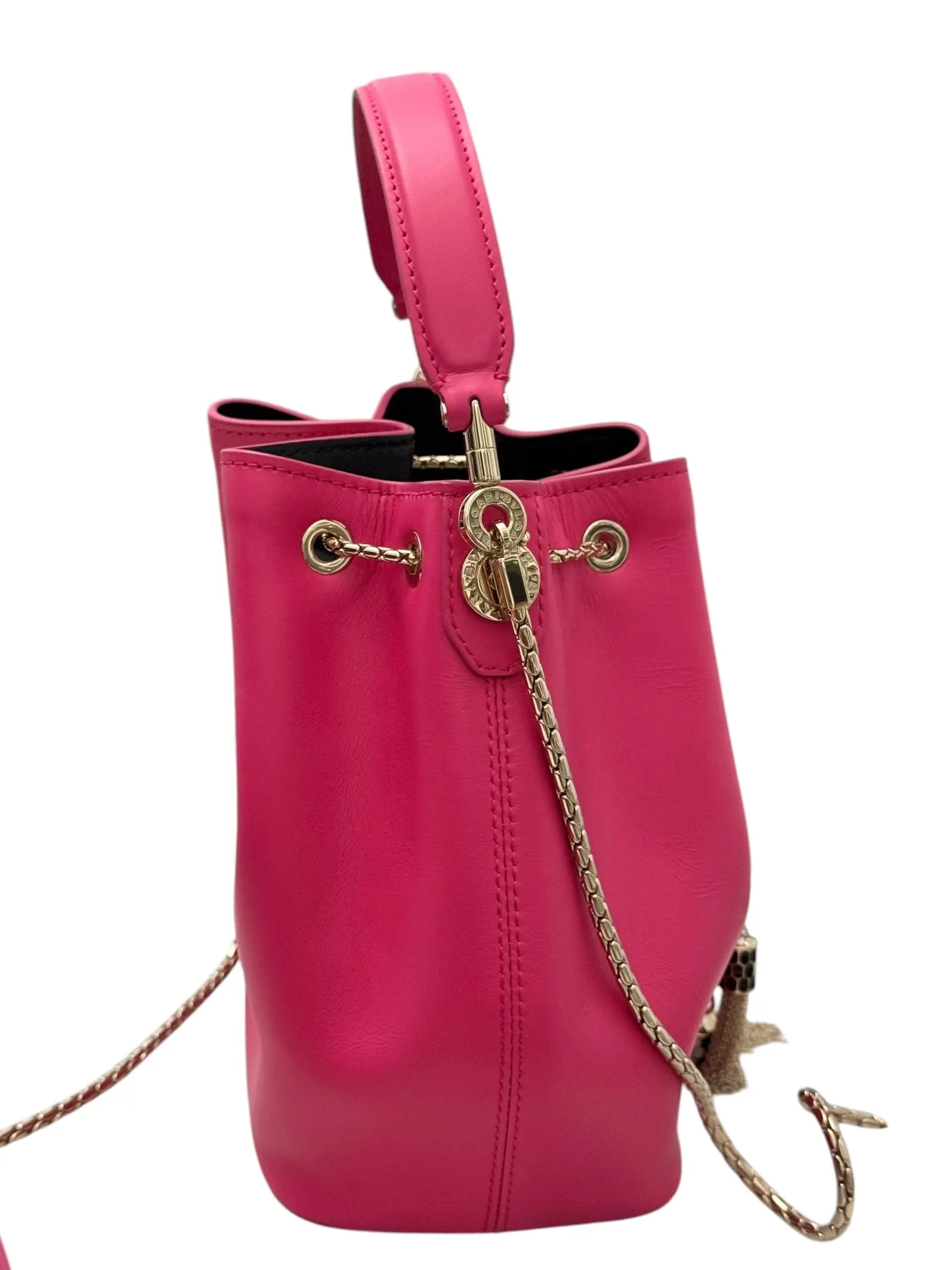 Bvlgari BV Serpenti Forever Bucket Bag Fuschia Calfskin Gold-tone Hardware