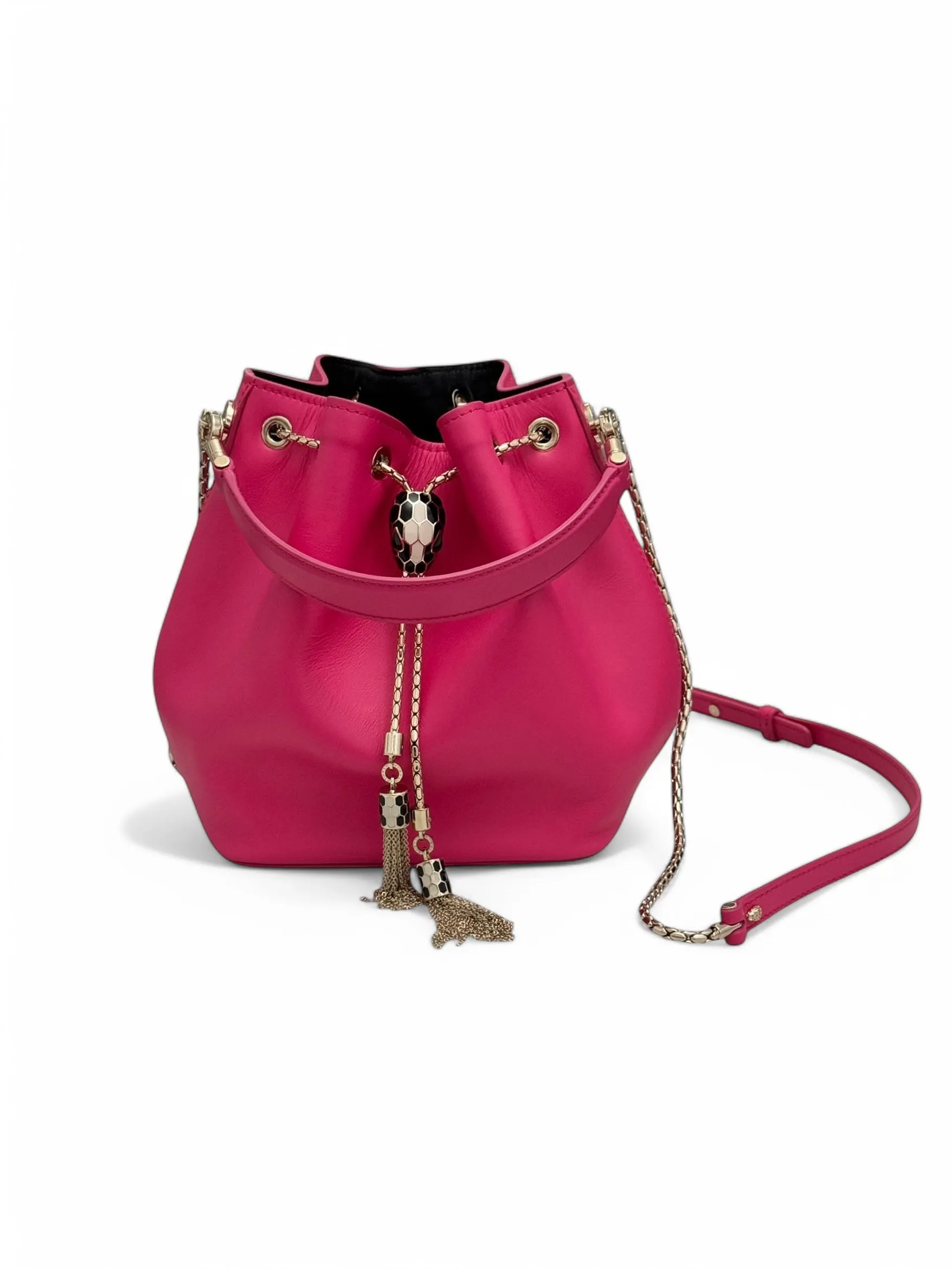 Bvlgari BV Serpenti Forever Bucket Bag Fuschia Calfskin Gold-tone Hardware