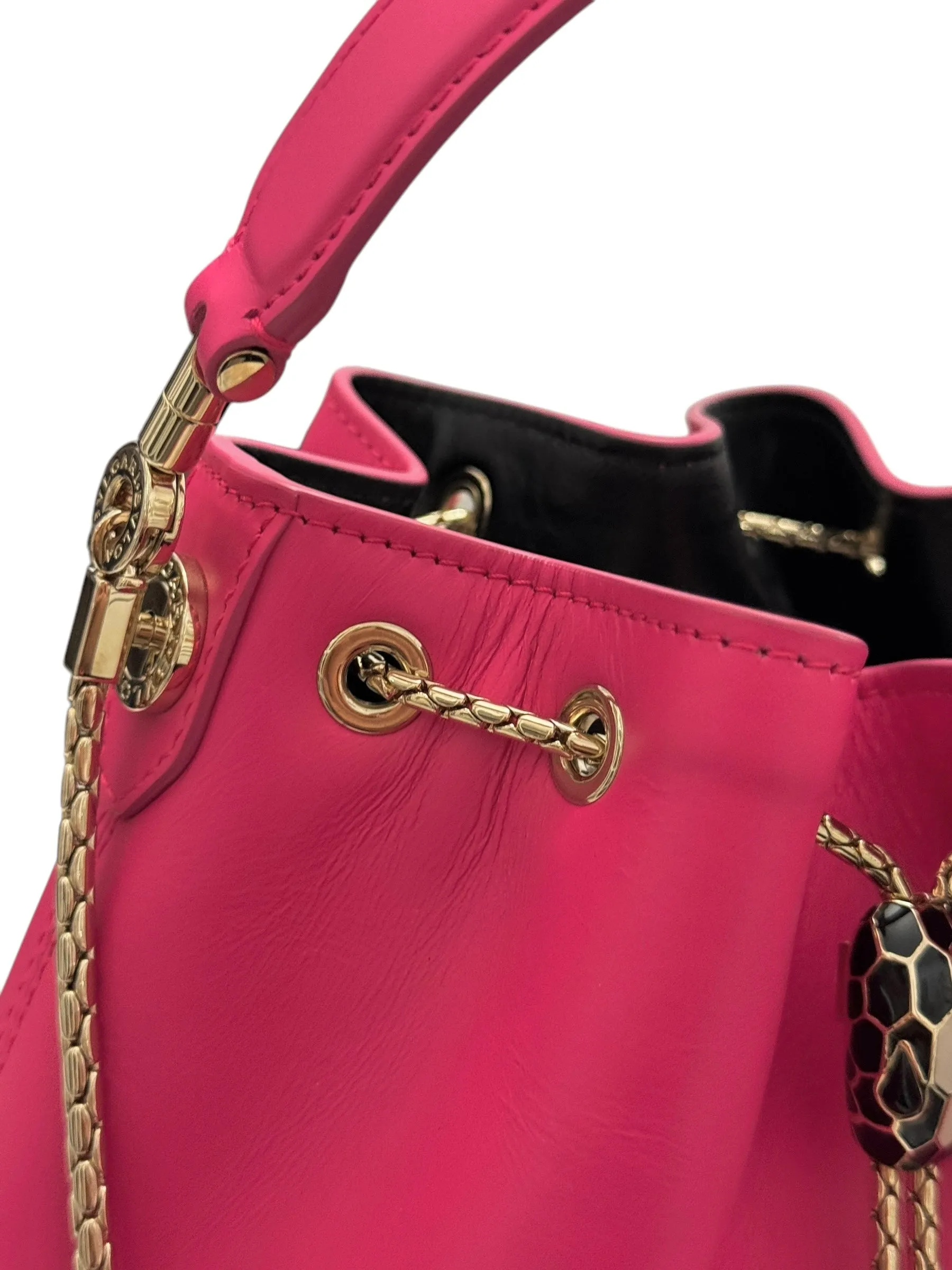 Bvlgari BV Serpenti Forever Bucket Bag Fuschia Calfskin Gold-tone Hardware