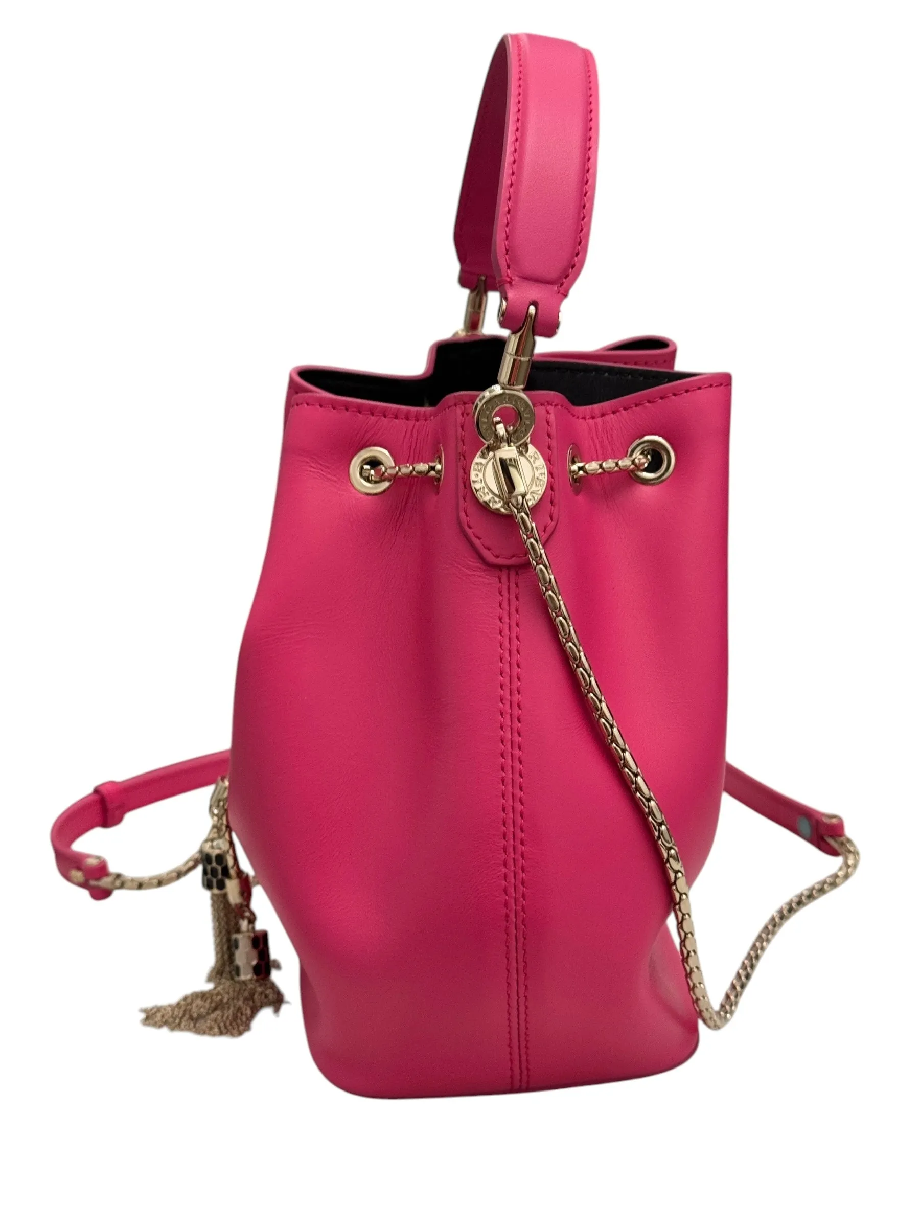 Bvlgari BV Serpenti Forever Bucket Bag Fuschia Calfskin Gold-tone Hardware