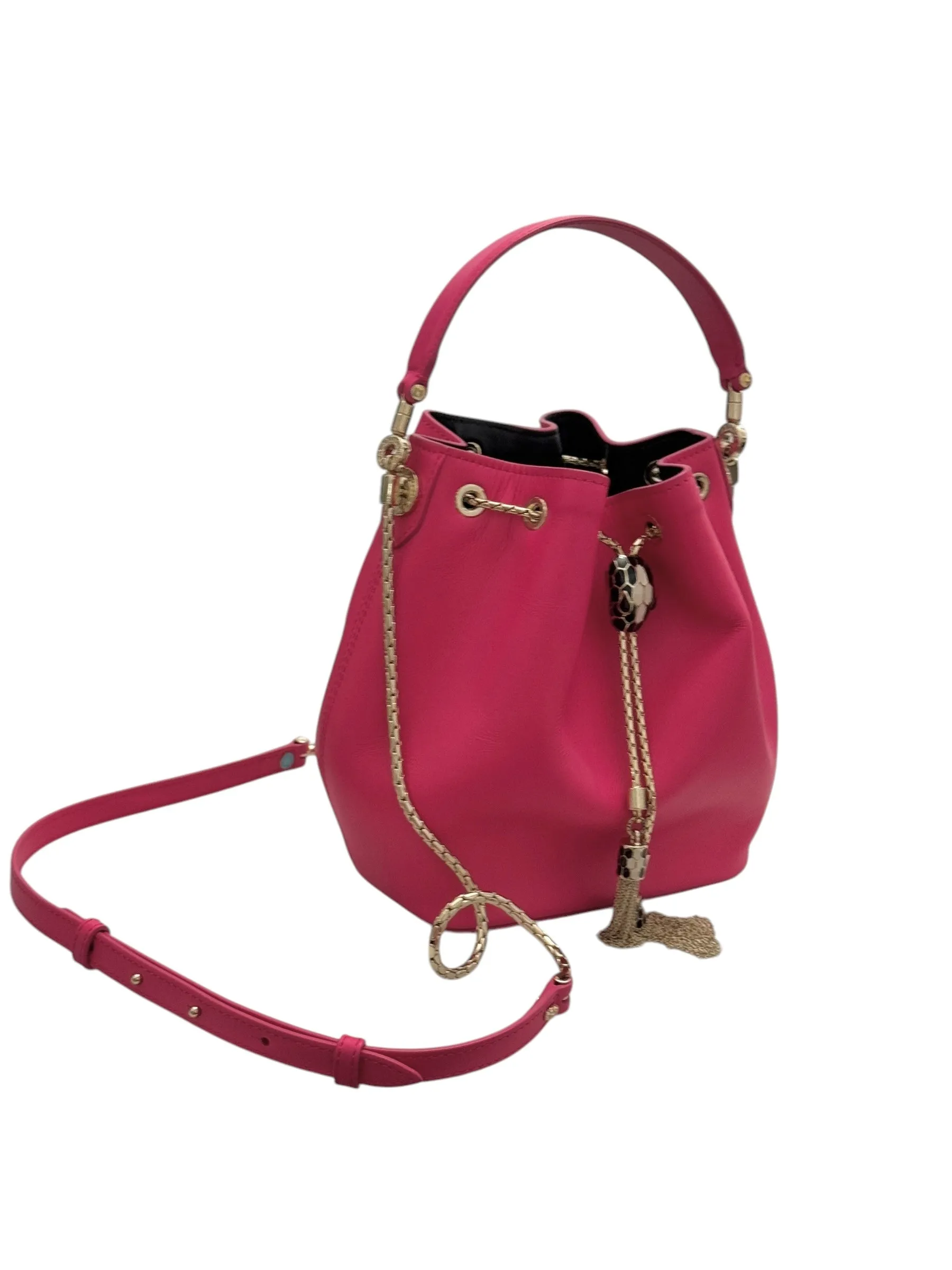 Bvlgari BV Serpenti Forever Bucket Bag Fuschia Calfskin Gold-tone Hardware